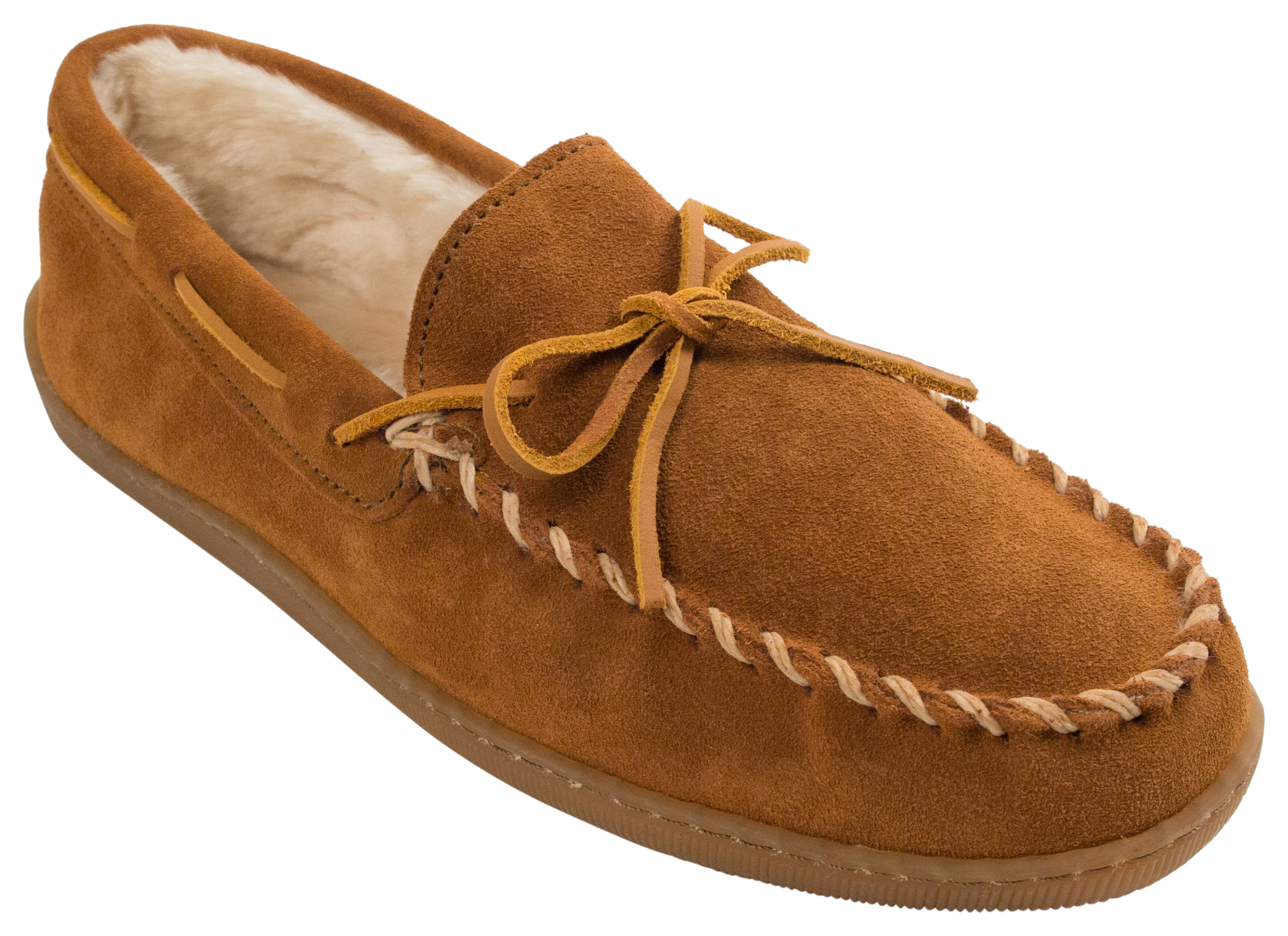 Image of Minnetonka Moccasin Pile-Lined Hardsole Mocs for Men - Brown
