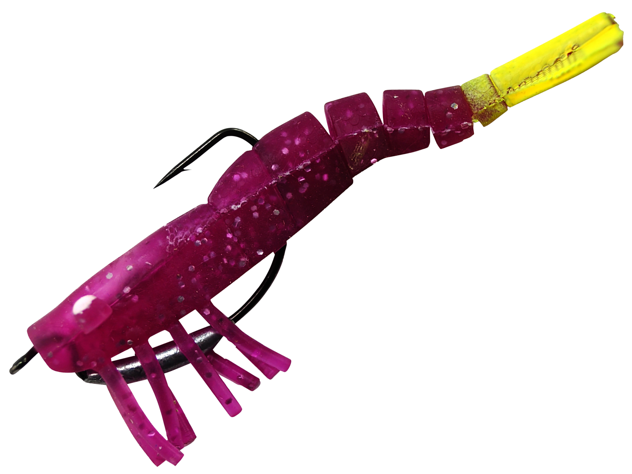Vudu Weedless Shrimp - 3-1/2"" - Purple Chartreuse