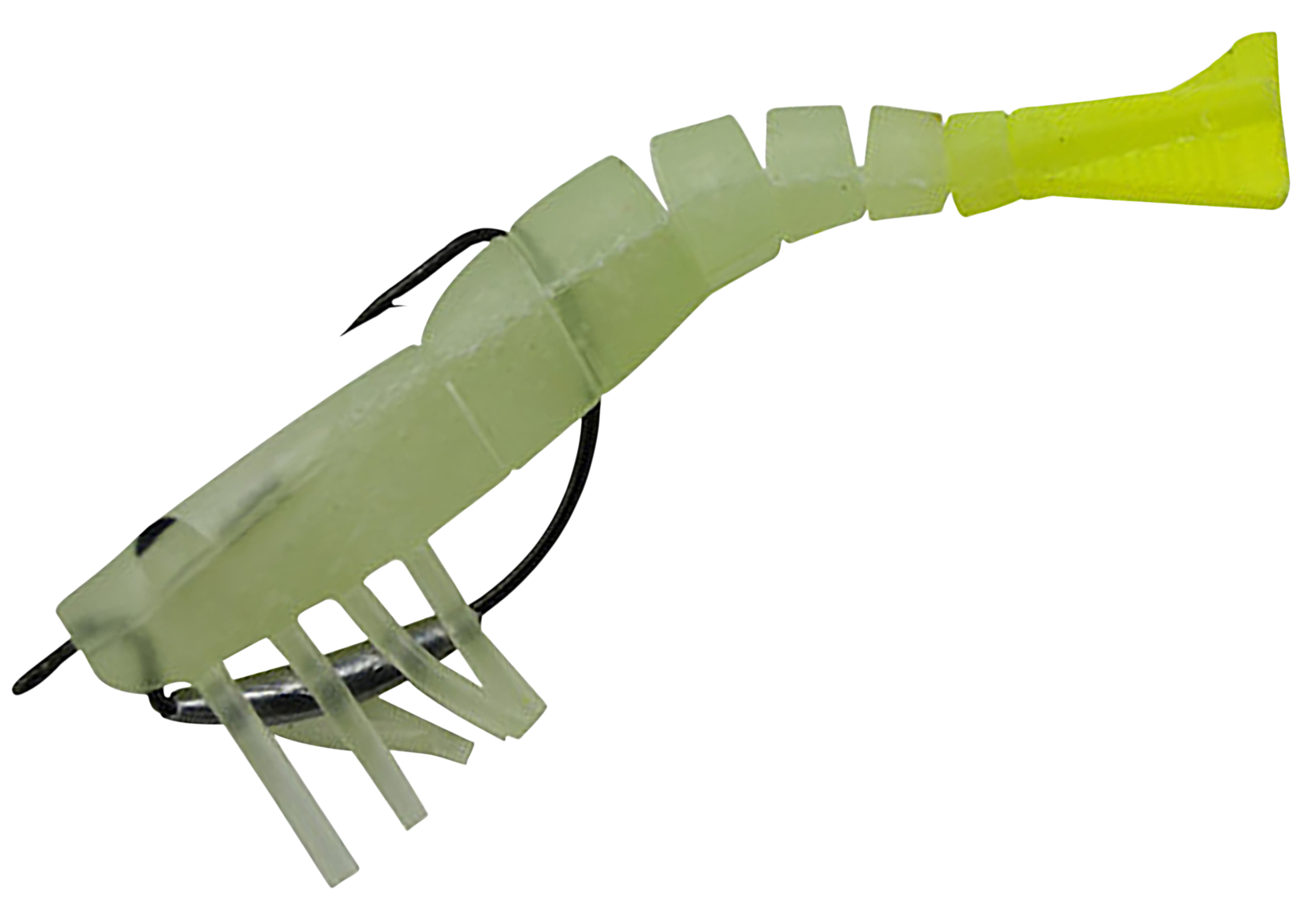 Vudu Weedless Shrimp - 3-1/2"" - Glow Chartreuse