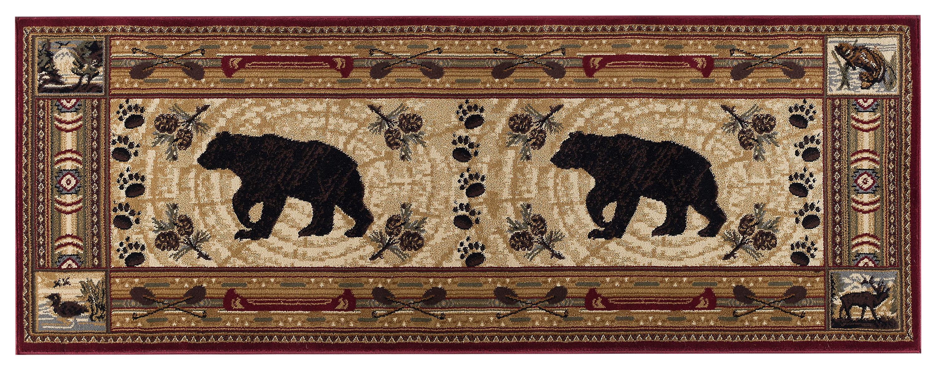 Tayse Rugs Black Bear Novelty Lodge Brown Area Rug - Brown - 2'7″ x 9'10″