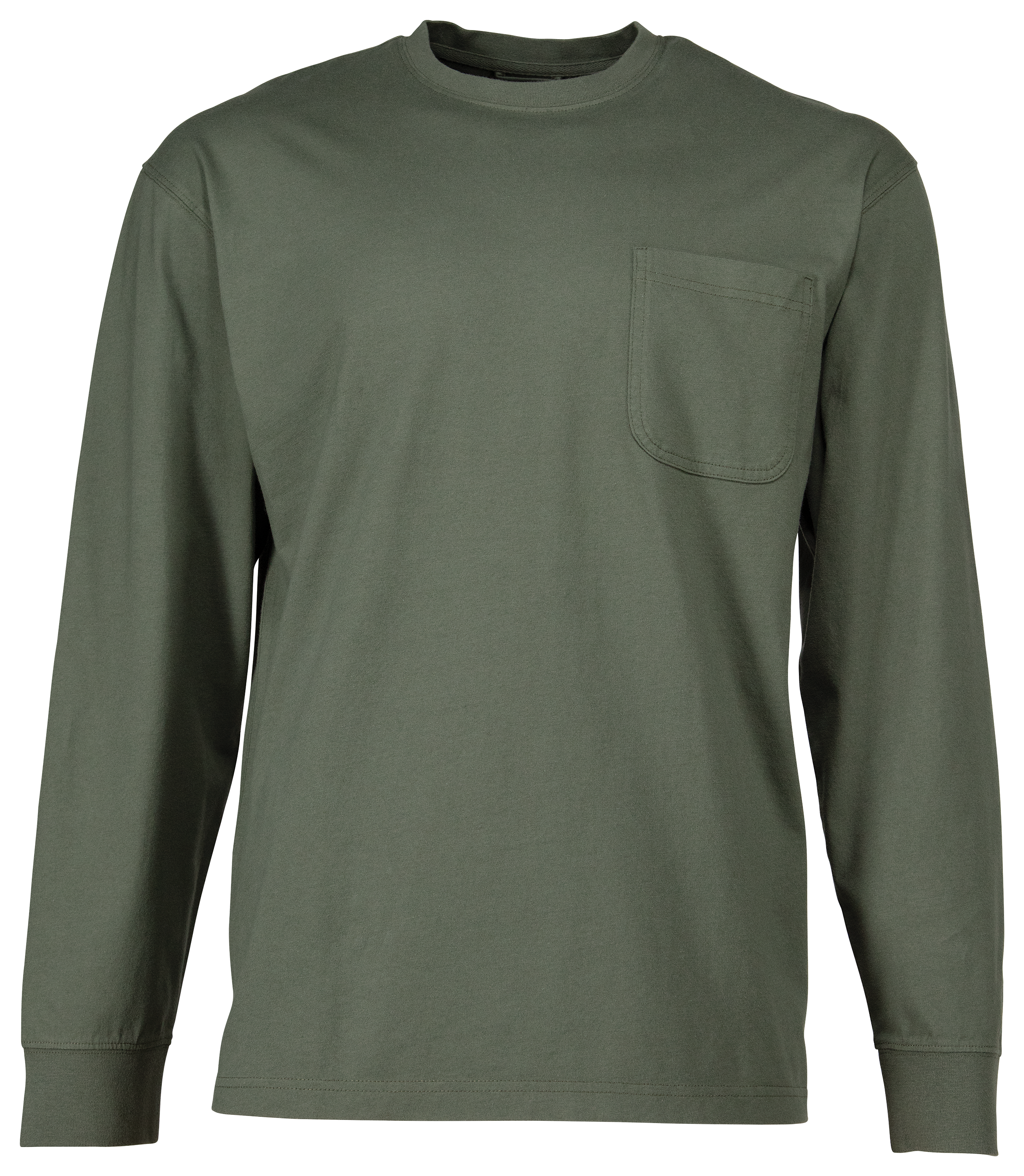 Image of RedHead Crew Neck Long-Sleeve Pocket T-Shirt for Men - Olive