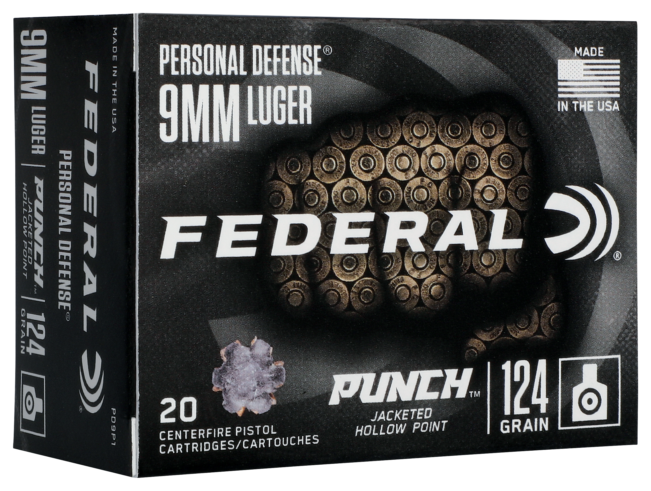 Federal Punch Personal Defense 9mm Luger 124 Grain Handgun Ammo