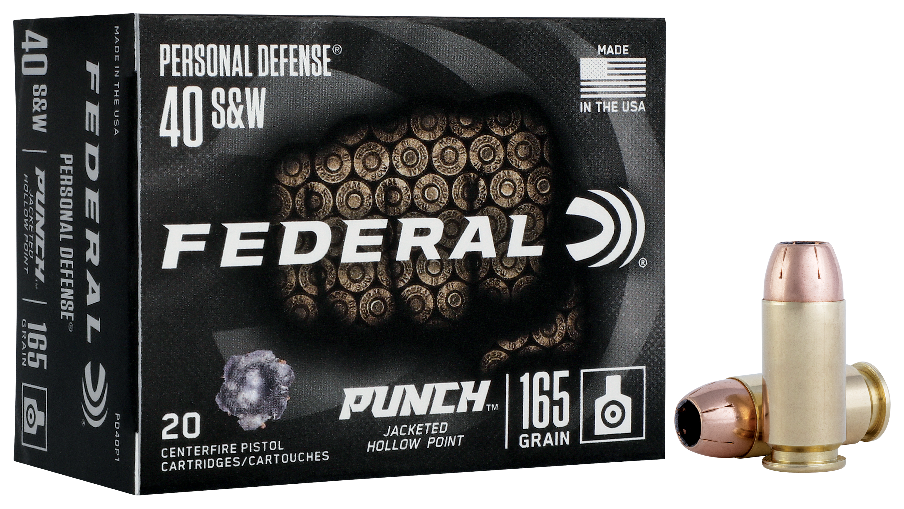 Federal Premium Personal Defense 40 S&W 165 Gr Hydra-Shok Deep Hollow Point 20 Rd