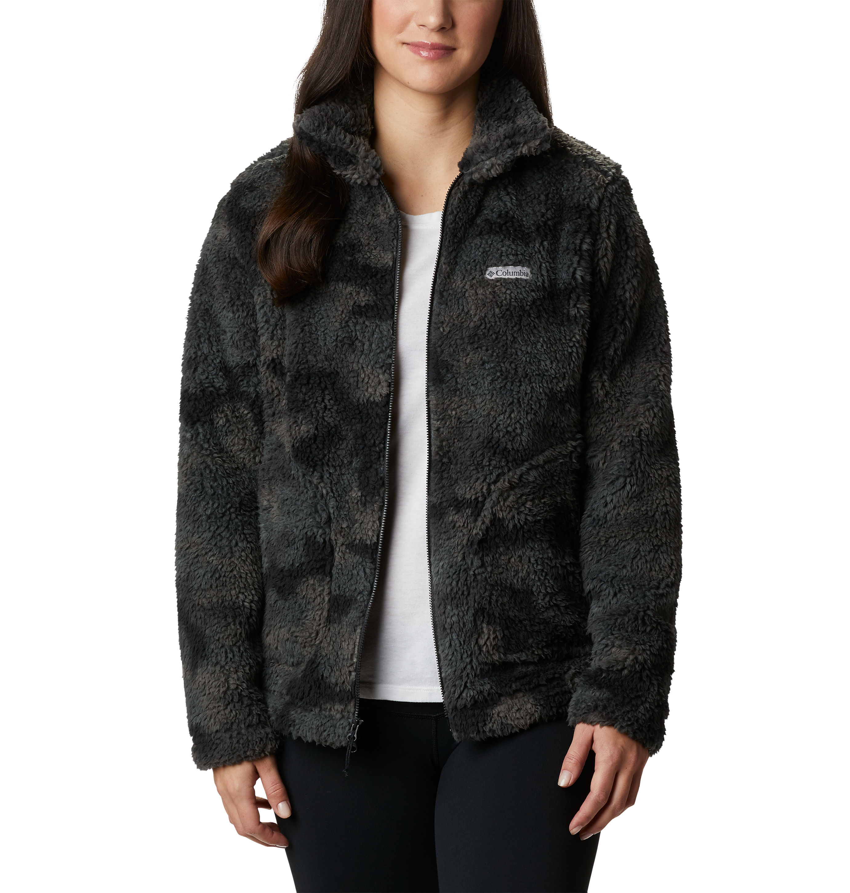 Image of Columbia Winter Pass Sherpa Full-Zip Jacket for Ladies - Black Camo - XL
