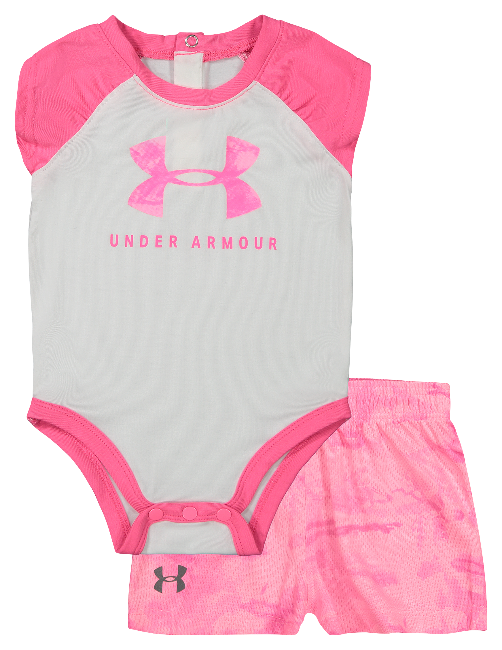 Under Armour Icon Camo Fill Raglan Short-Sleeve Bodysuit and Shorts Set for