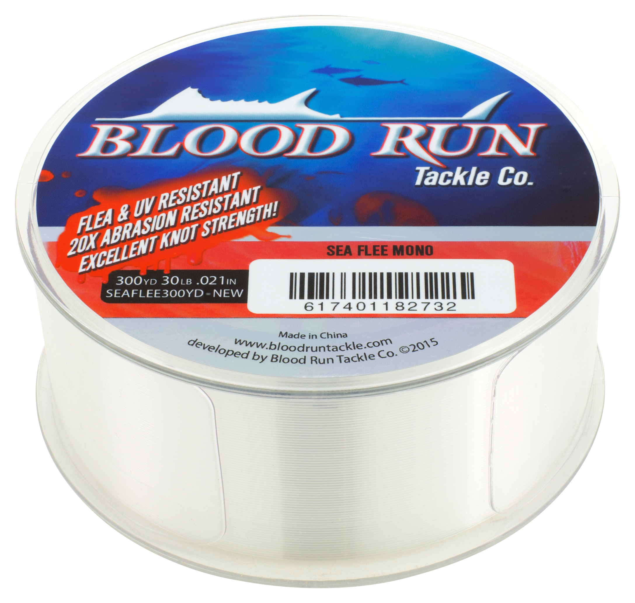 Blood Run Tackle Sea Flee Monofilament Line - 30 lb. 1200 yds.