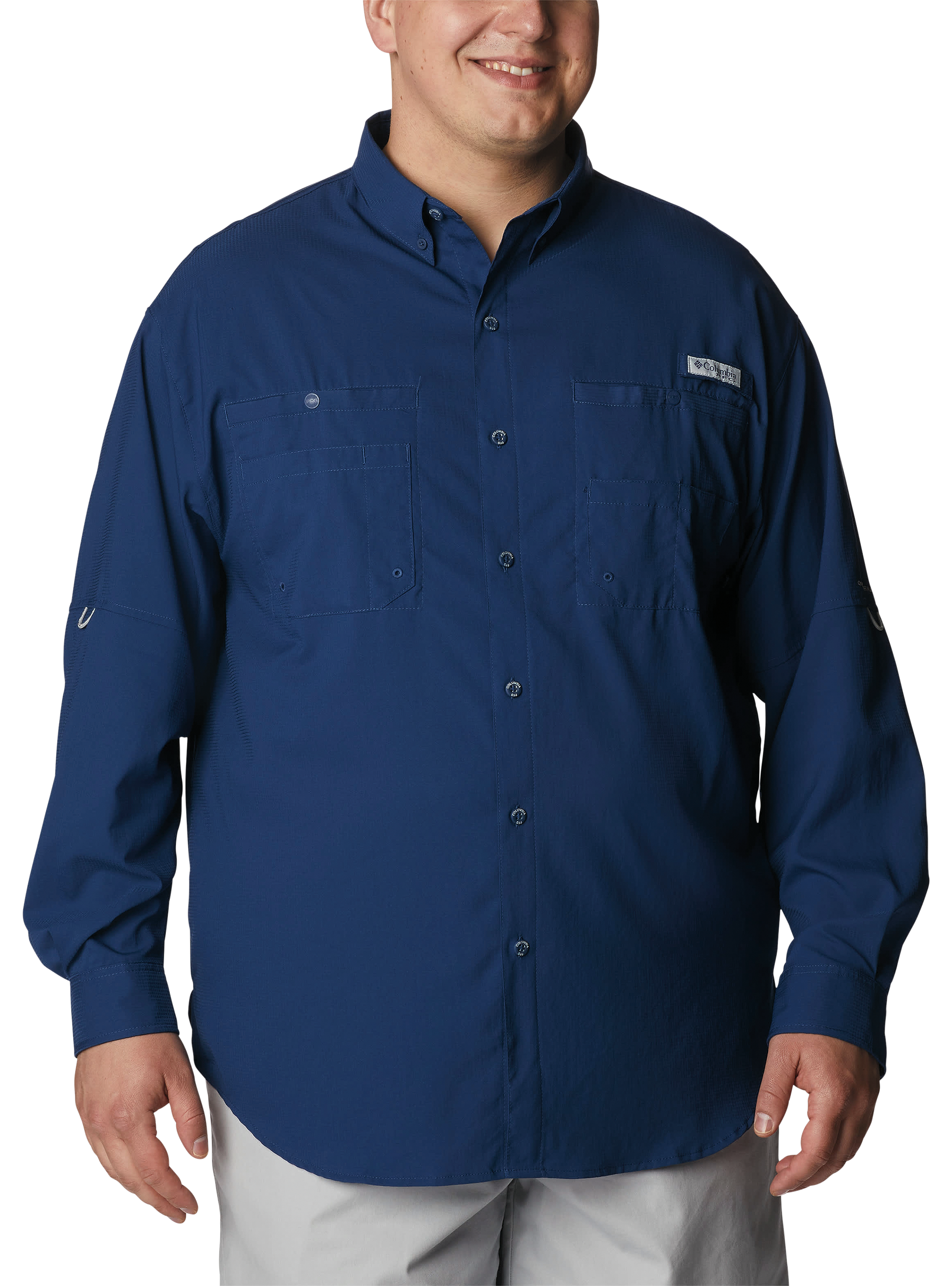 Image of Columbia Tamiami II Long-Sleeve Button-Down Shirt for Men - Carbon - 4XL