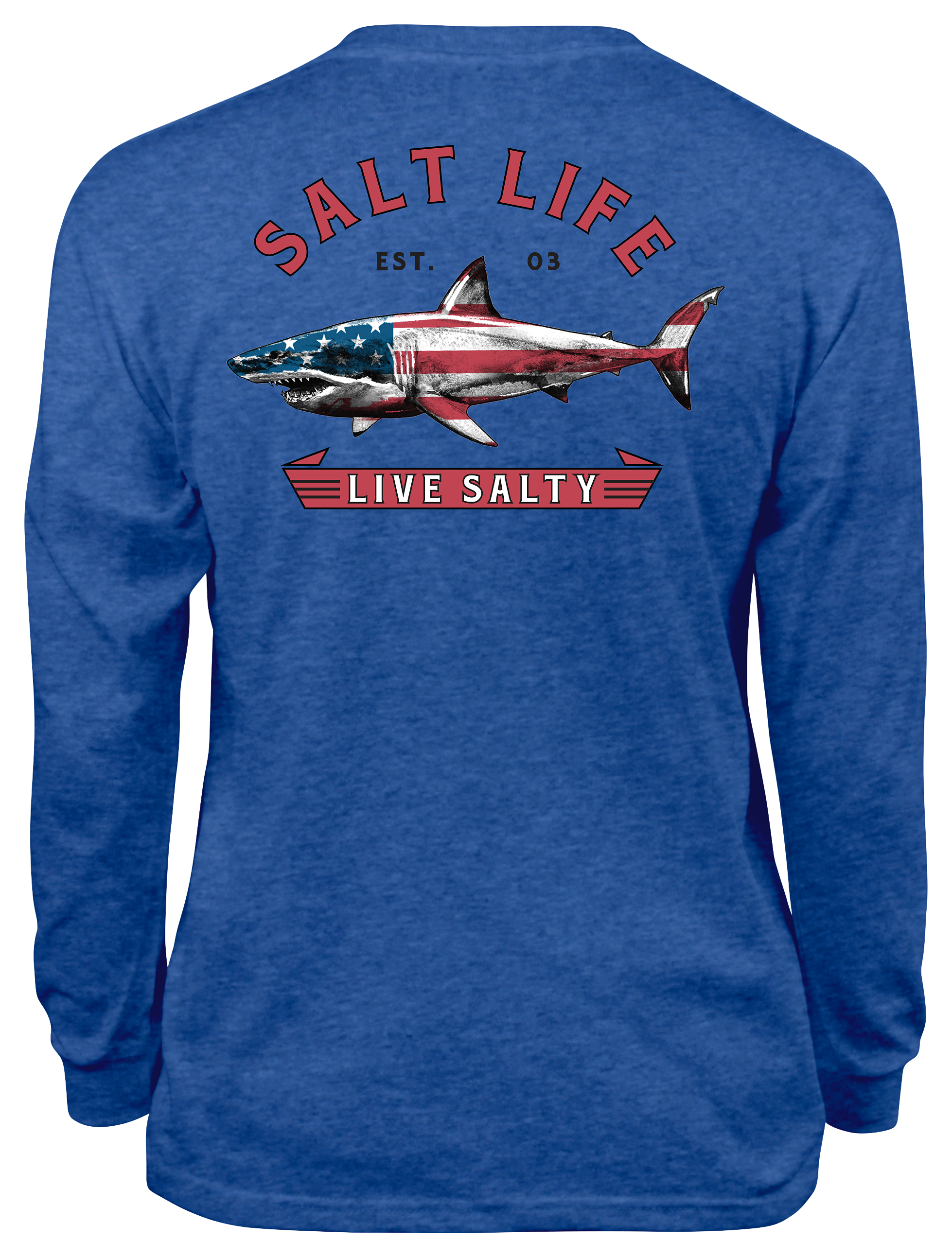 Salt Life Red, White, and Bite Long-Sleeve T-Shirt for Kids - Royal Heather