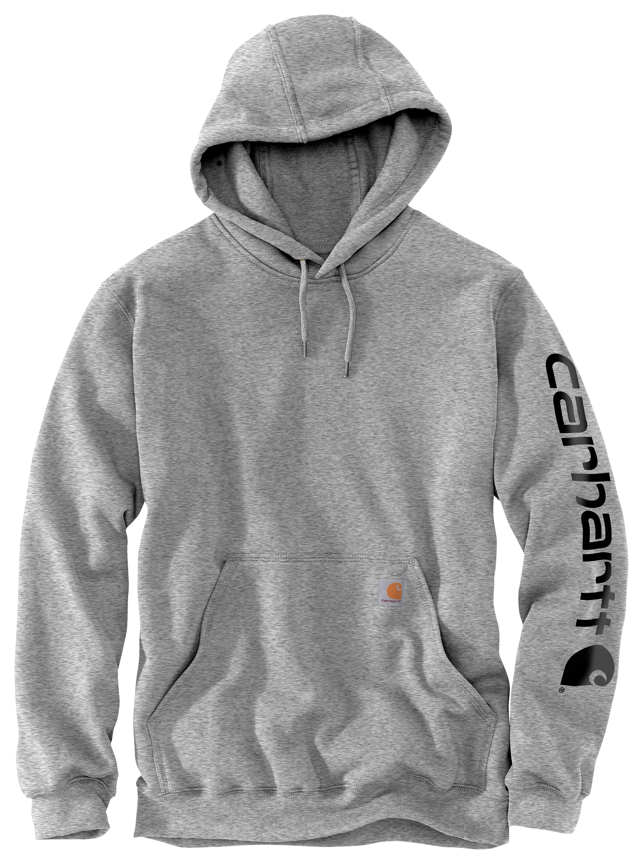 Image of Carhartt Loose-Fit Midweight Logo Long-Sleeve Hoodie for Men - Heather Gray - L