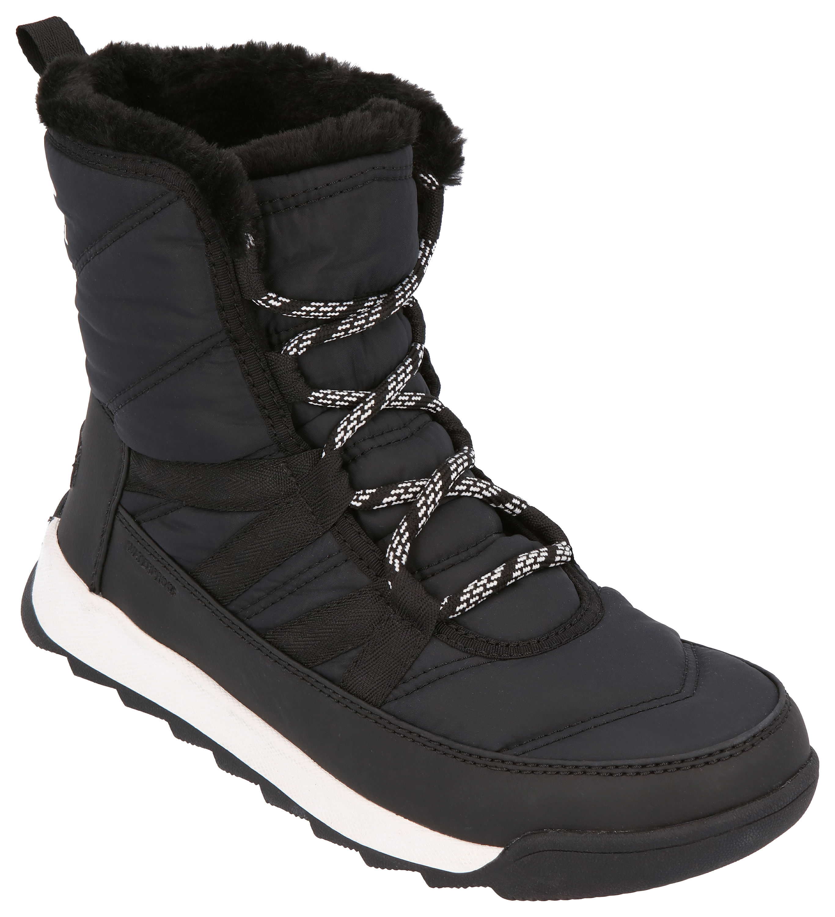 Sorel Whitney II Short Lace Faux-Fur Cuff Waterproof Boots for Ladies - Bla