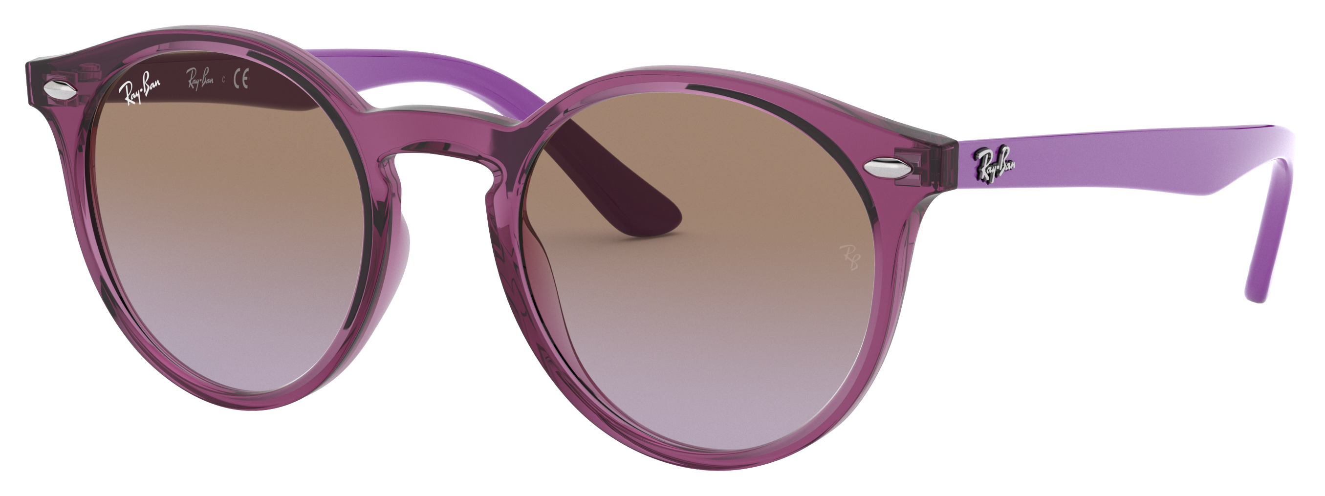 Image of Ray-Ban Jr. RJ9064S Gradient Sunglasses for Kids - Polished Transparent Fuxia/Brown/Violet Gradient