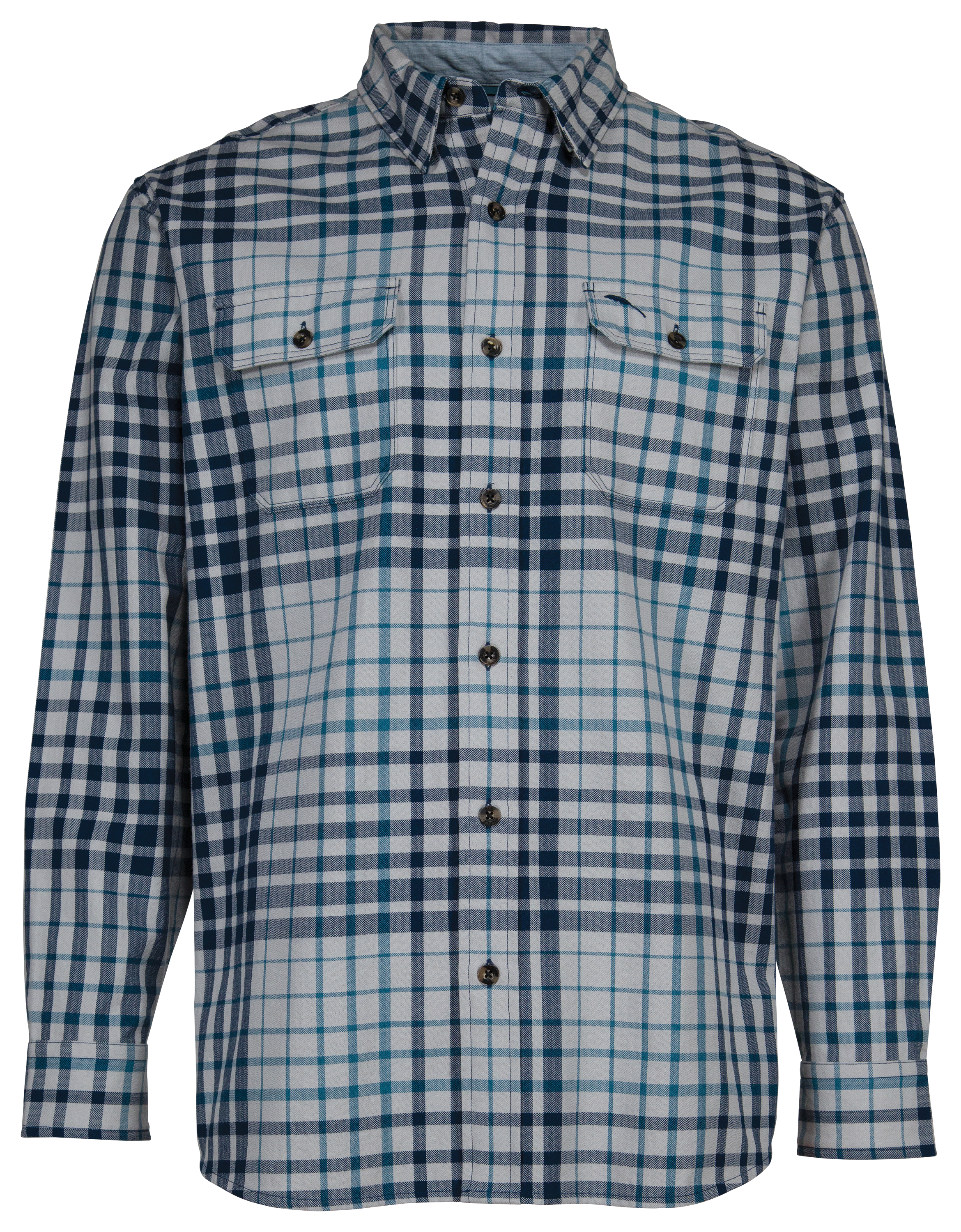 Bob Timberlake Heather Plaid Long-Sleeve Shirt for Men - Insignia Blue - S