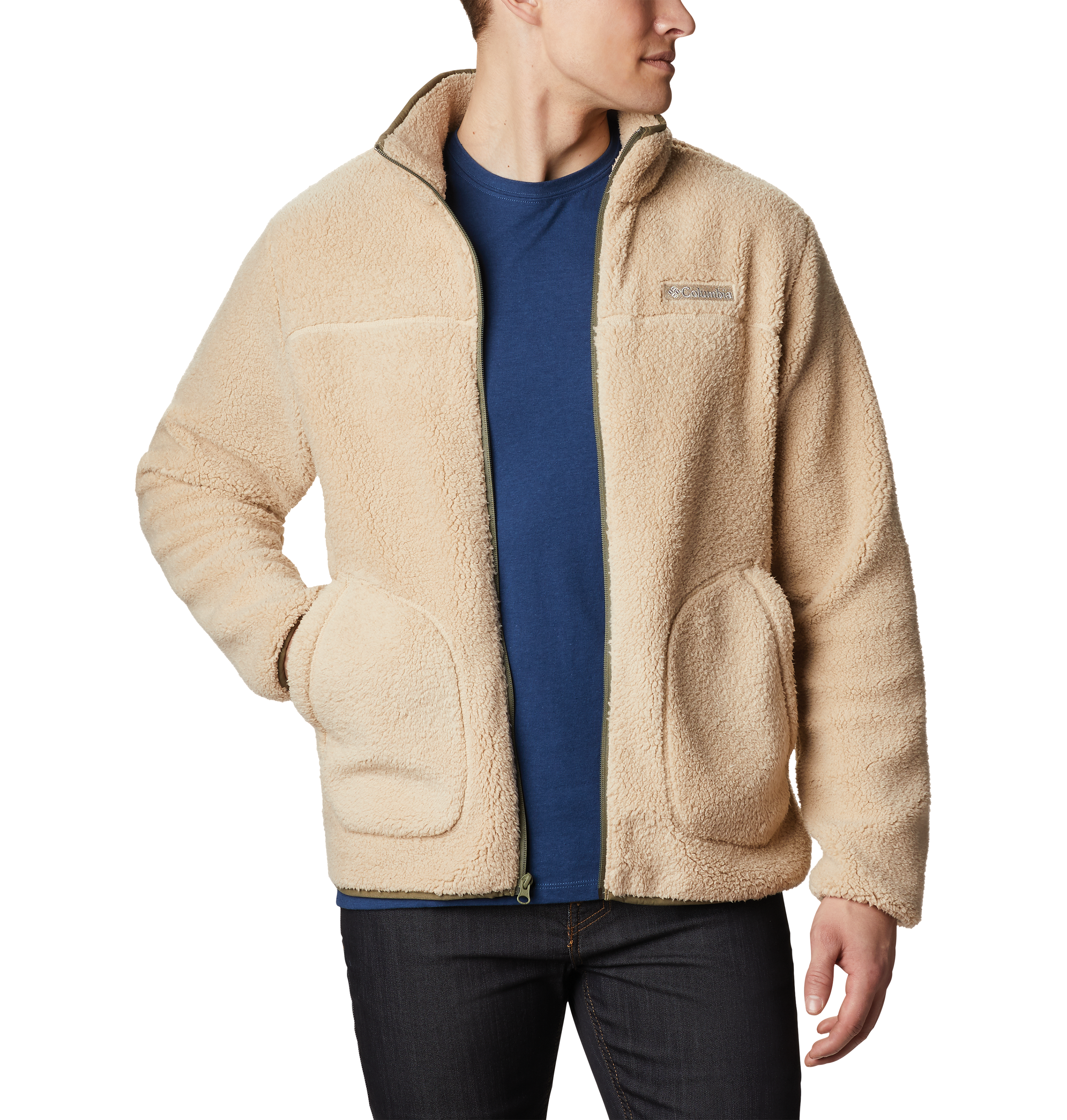 Columbia Rugged Ridge II Sherpa Fleece Jacket for Men - Ancient Fossil/Ston