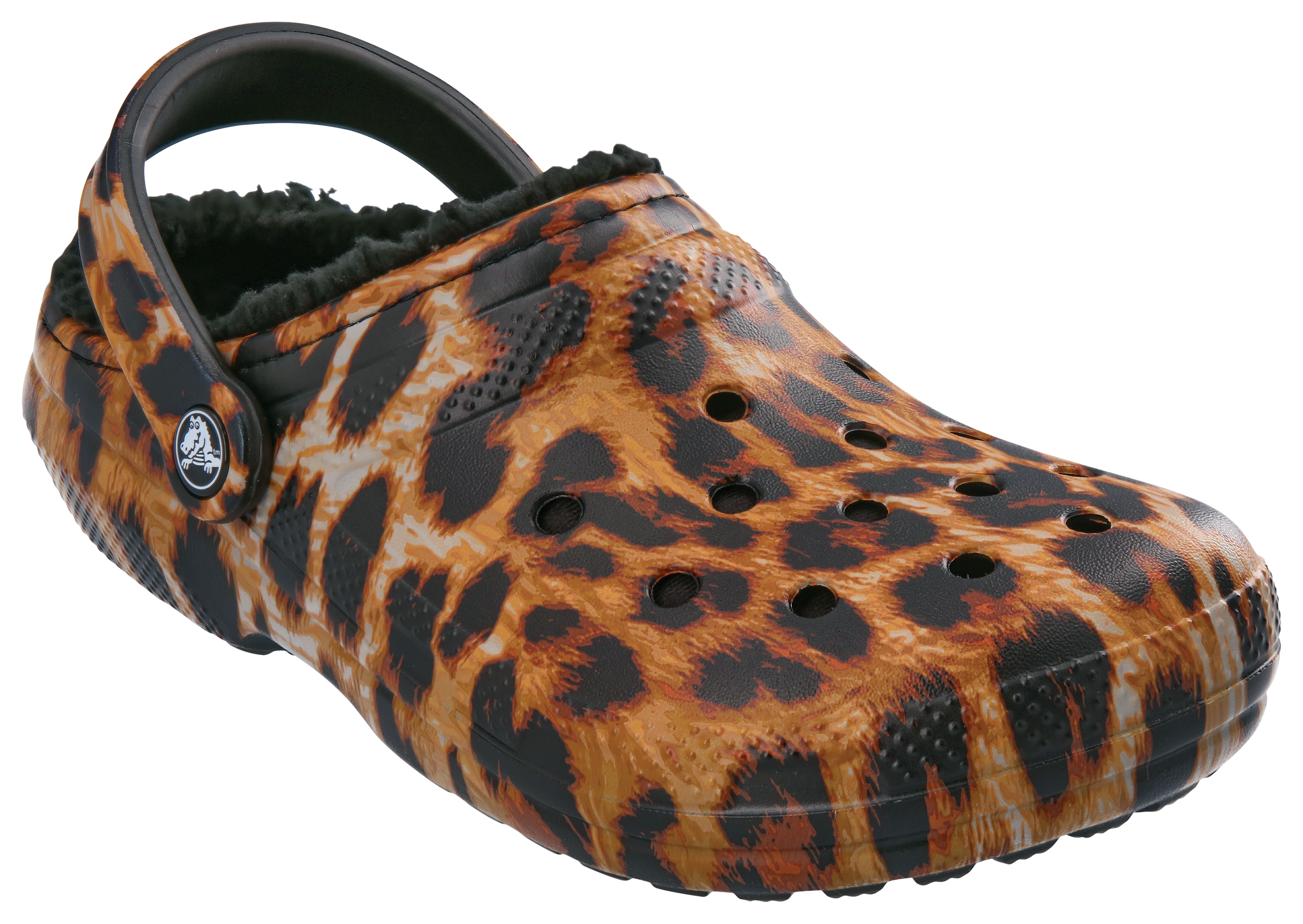Crocs Classic Lined Animal Print Clogs for Ladies - Leopard/Black - 11M