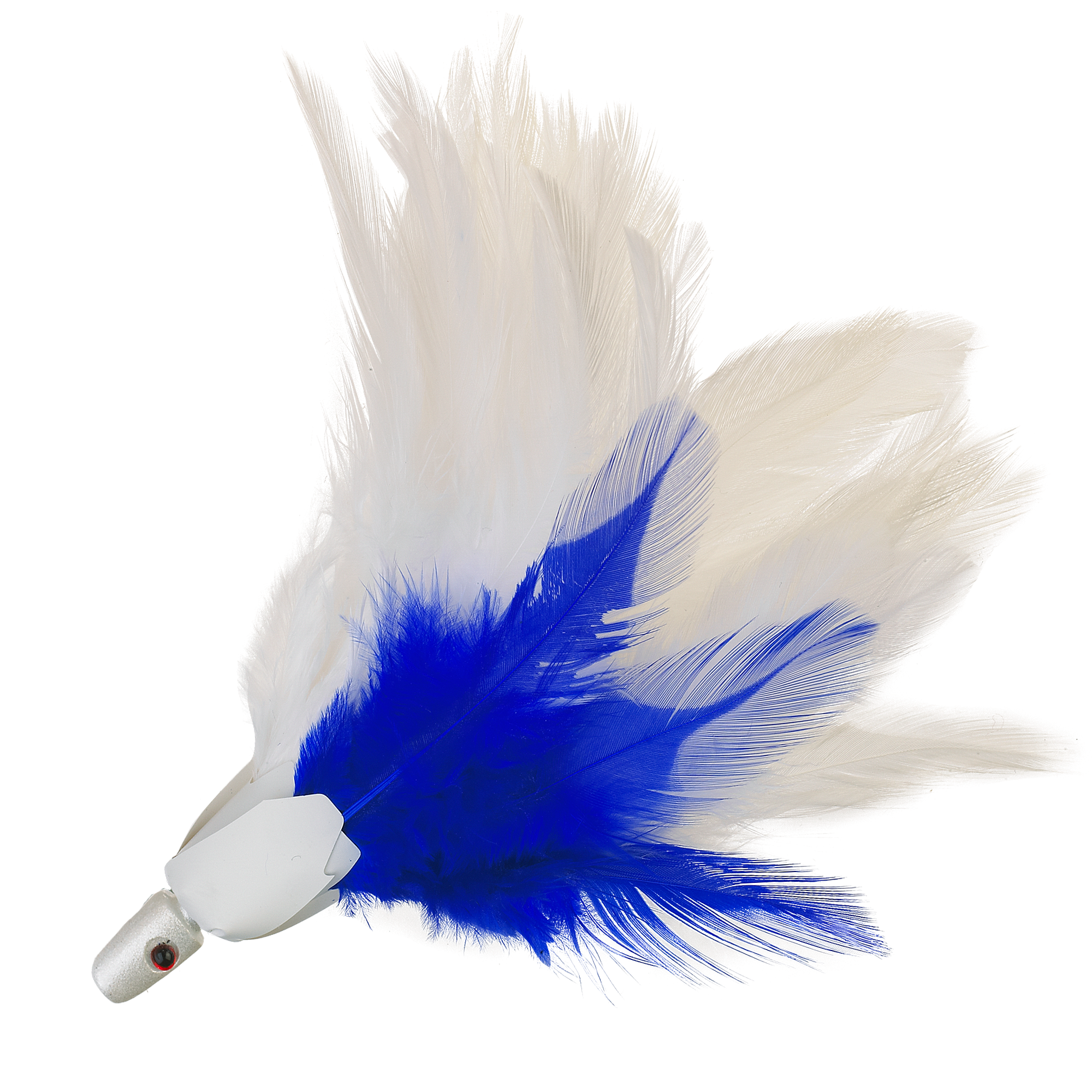 No-Alibi Trolling Feathers - Unrigged - 1/2 oz - Blue/White