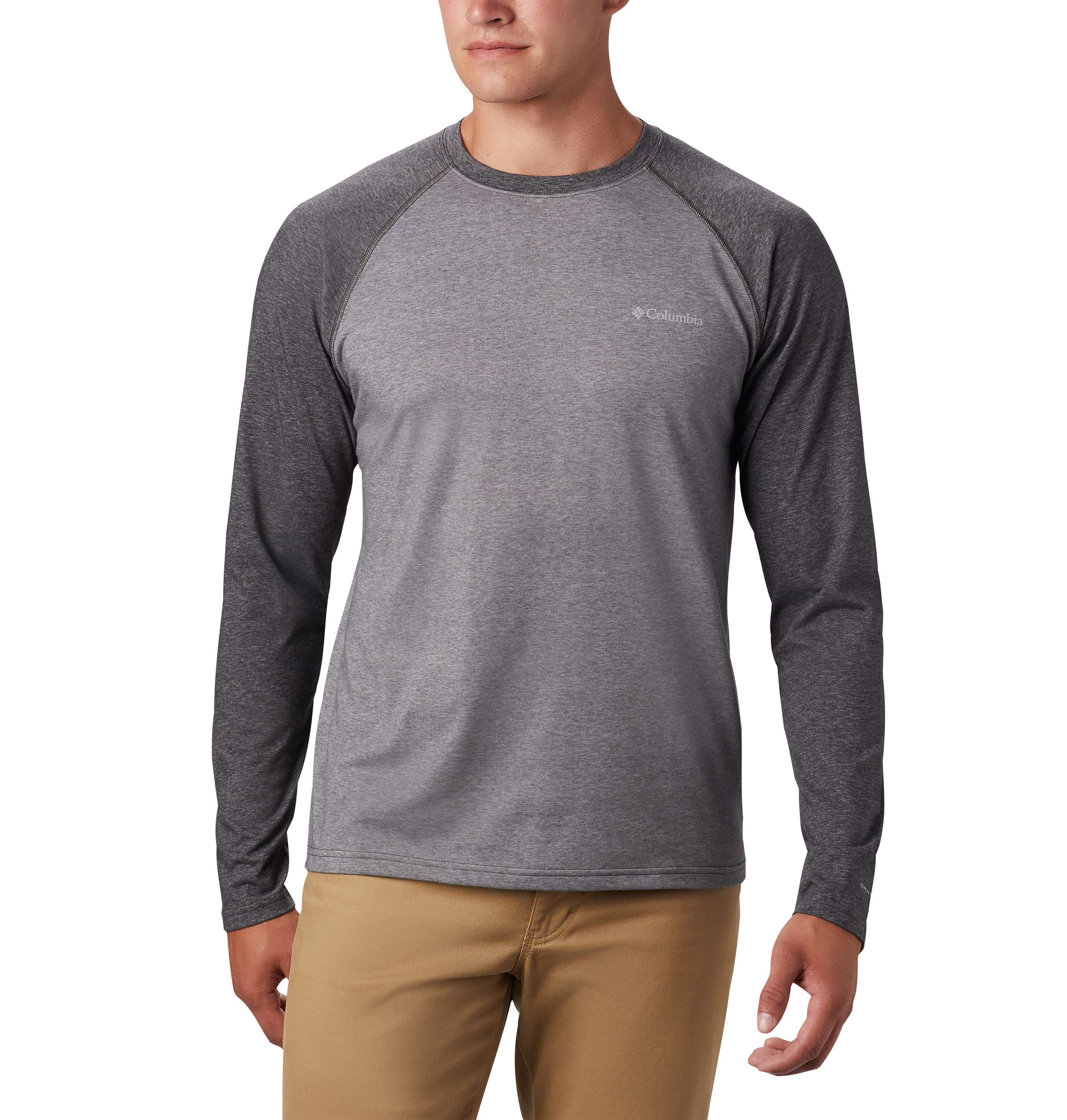 Image of Columbia Thistletown Park Raglan Shirt for Men - City Grey Heather/Shark Heather - 3XL