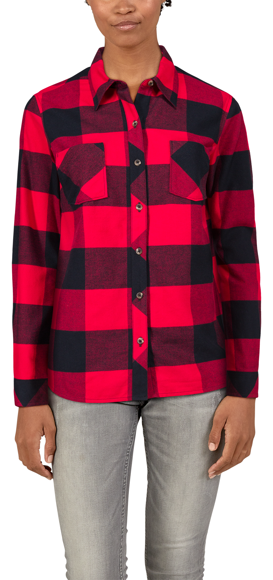 Natural Reflections Flannel Long-Sleeve Shirt for Ladies - Chili Pepper/Ant