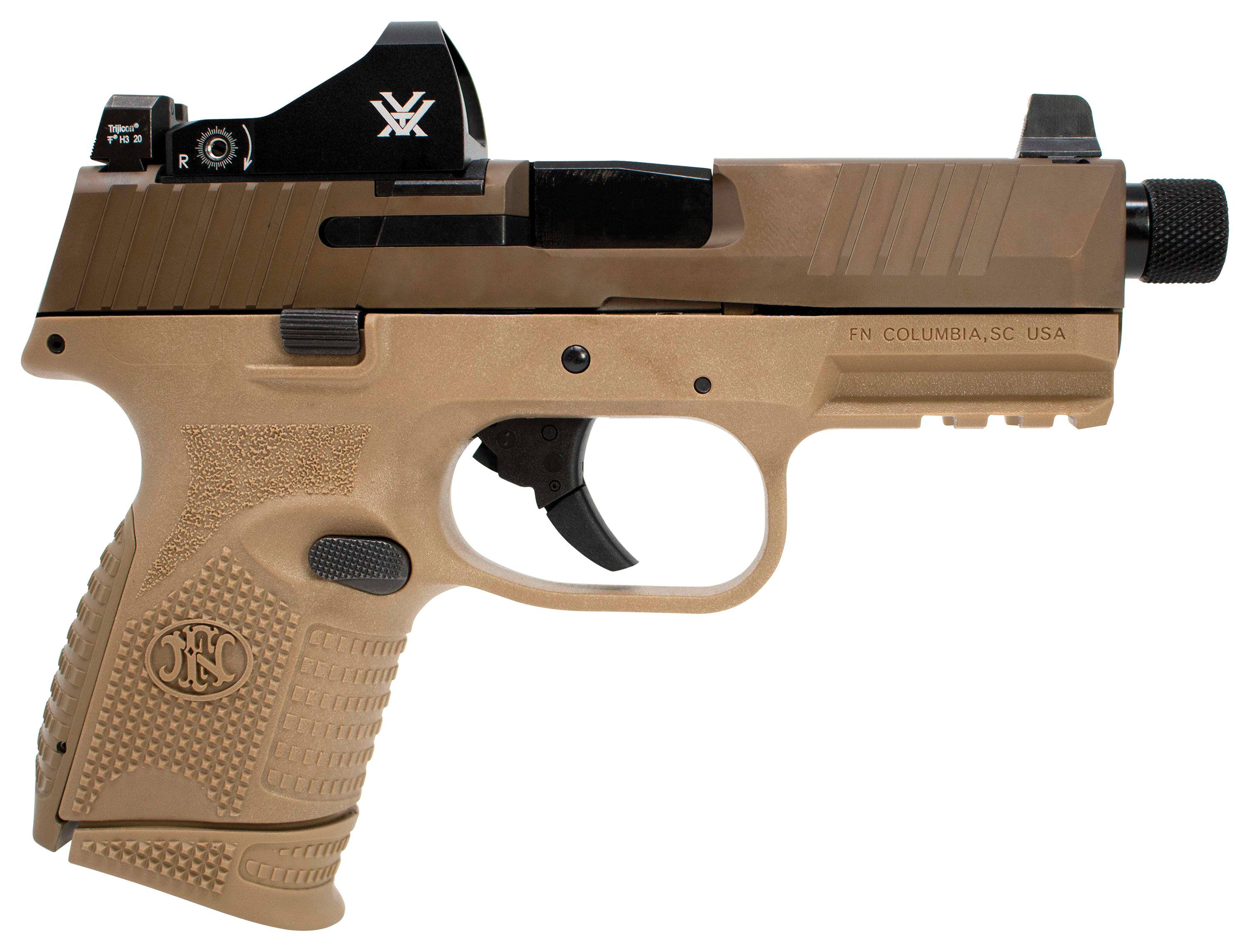 FN 509c Compact Tactical Semi-Auto Pistol in FDE with Vortex Viper Micro  Red Dot Sight Package