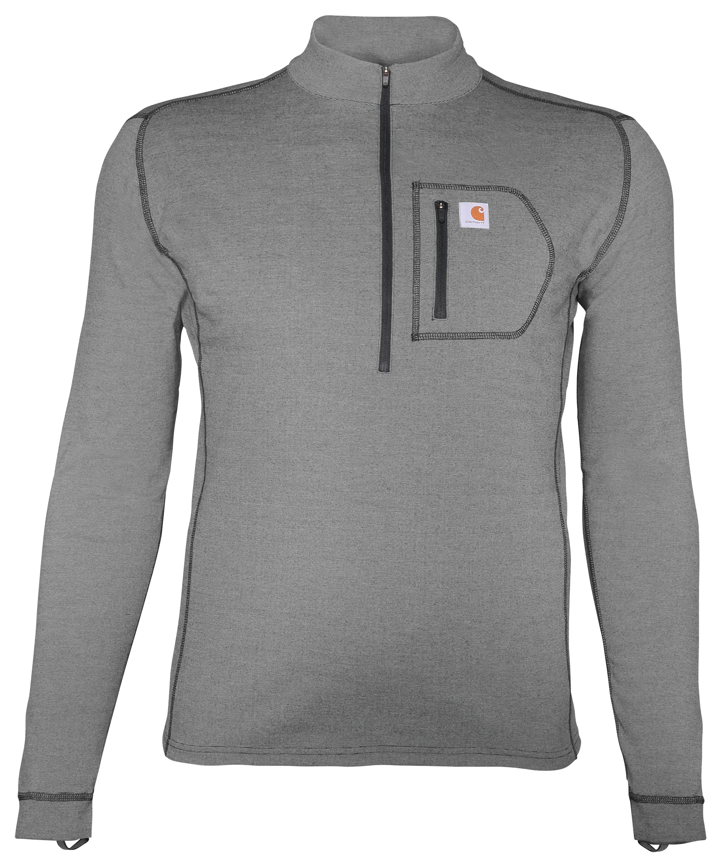 Image of Carhartt Force Heavyweight Base Layer Long-Sleeve Quarter-Zip for Men - Shadow Heather - 2XL