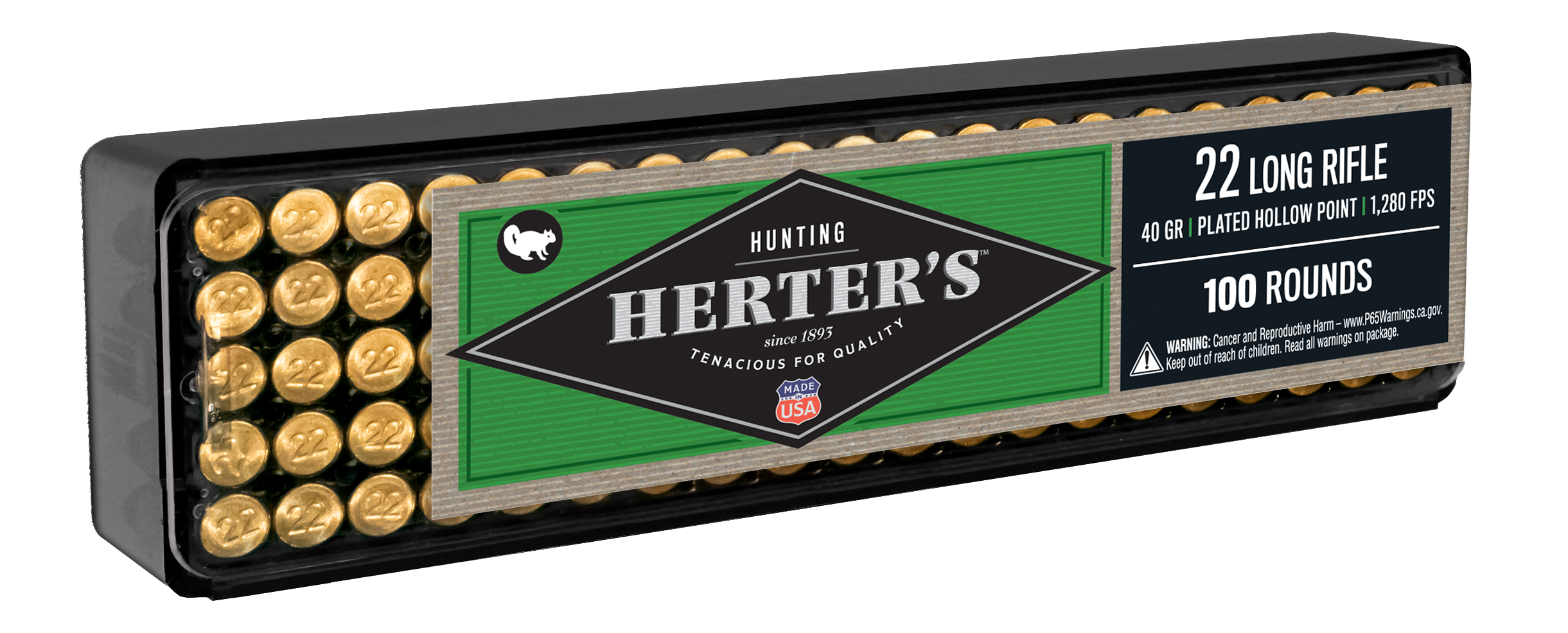 Herter's Rimfire Ammo - .22 Long Rifle - Copper Plated HP - 100 Rounds