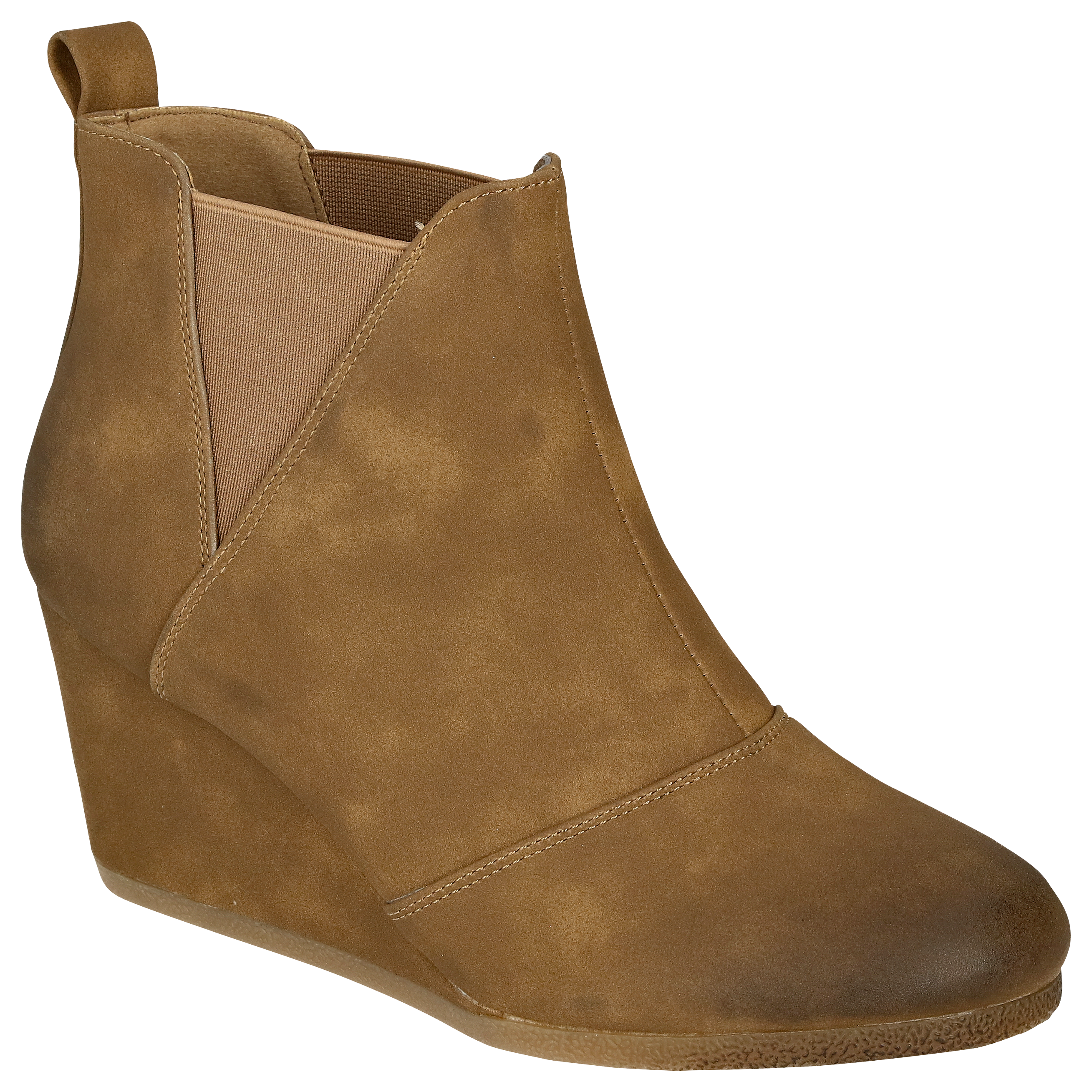 Natural Reflections Trista Suede Wedge Boots for Ladies -Taupe Oily Suede -