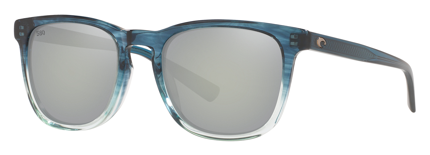 Image of Costa Del Mar Sullivan 580G Glass Polarized Sunglasses - Shiny Deep Teal Fade/Gray Silver Mirror - Medium