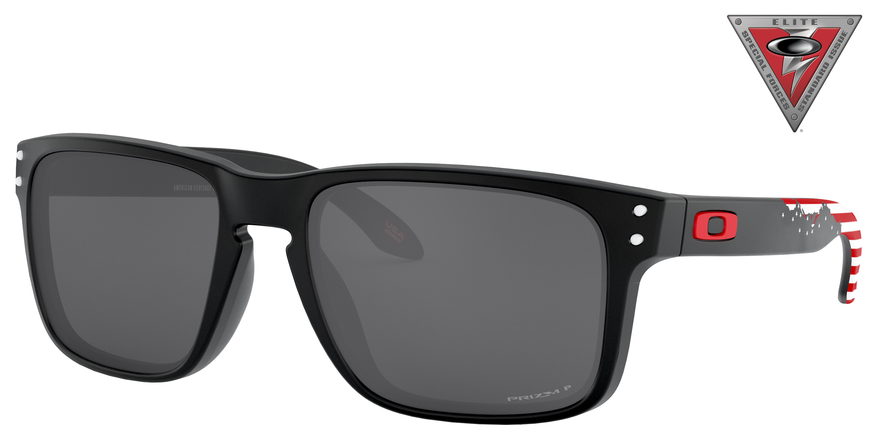 Image of Oakley SI Holbrook OO9102 American Heritage Collection Stars and Stripes Prizm Grey Polarized Sunglasses