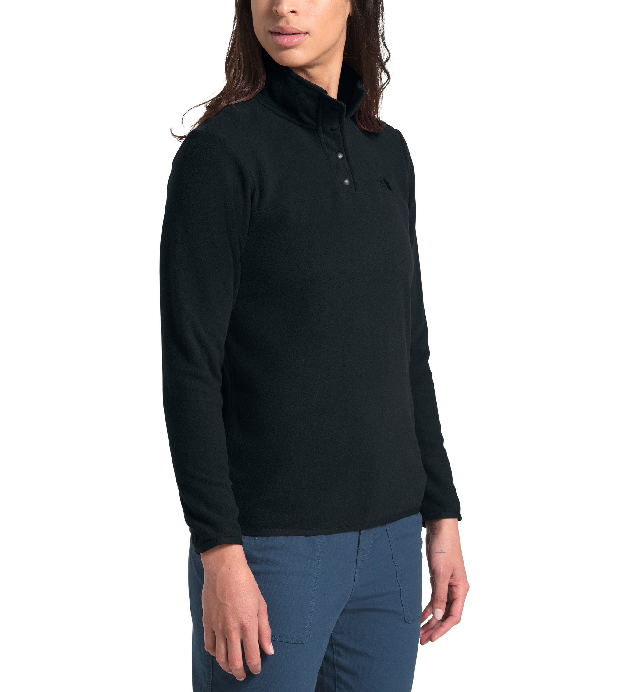 Image of The North Face TKA Glacier Snap-Neck Long-Sleeve Pullover for Ladies - TNF Black/TNF Black - L