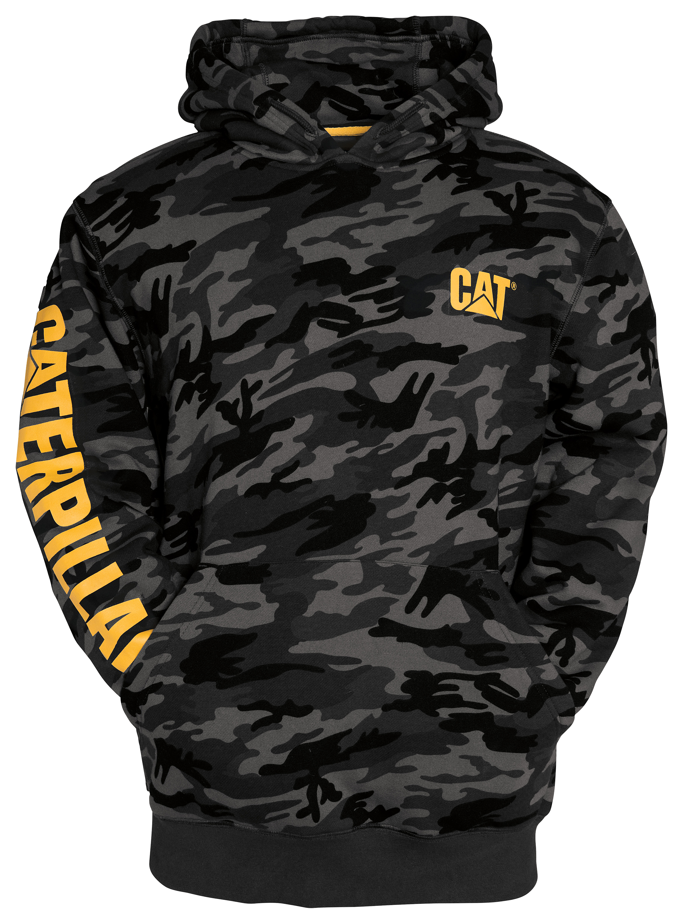 Image of CAT Workwear Banner Hooded Long-Sleeve Sweatshirt for Men - Night Camo - 2XLT