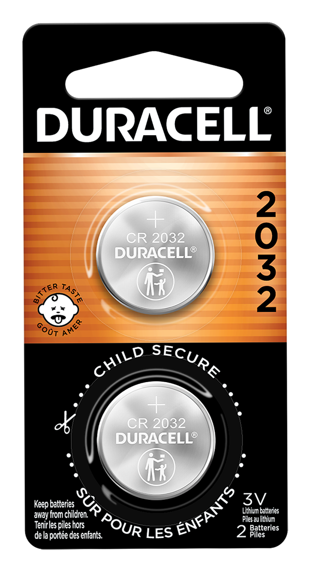 Duracell CR2032 3V Lithium Battery, 2 Count Pack, Bitter Coating
