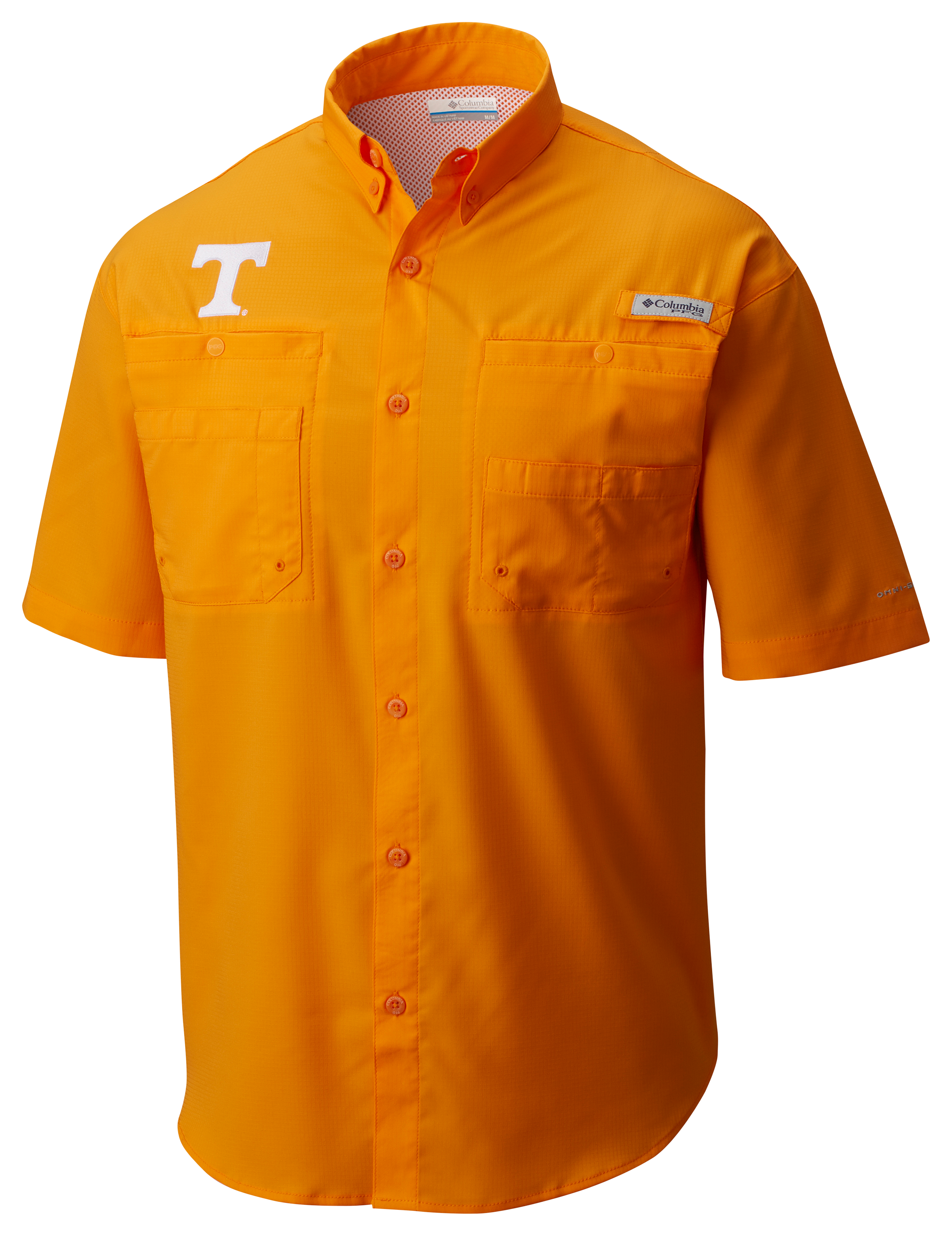 Image of Columbia Collegiate PFG Tamiami Short-Sleeve Shirt for Men - Solarize/University of Tennessee