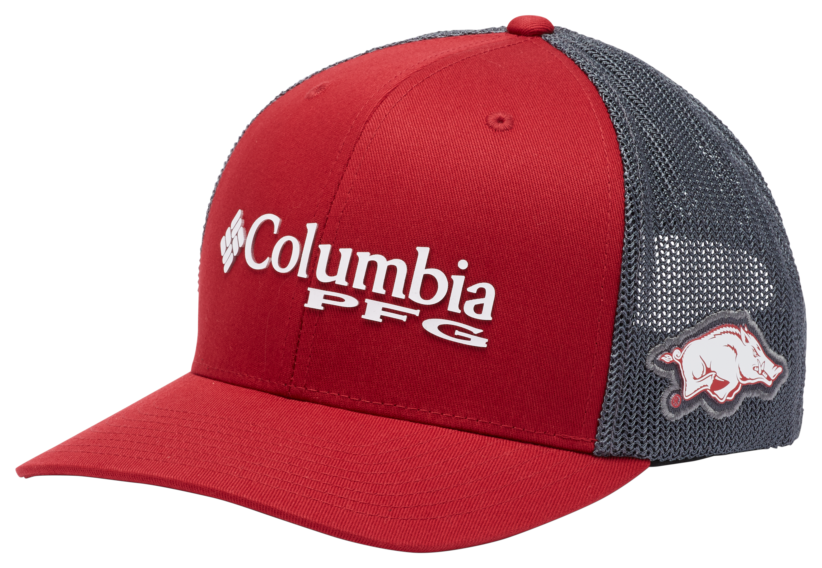 Image of Columbia PFG Mesh Snapback Ball Cap - University of Arkansas/Red Velvet