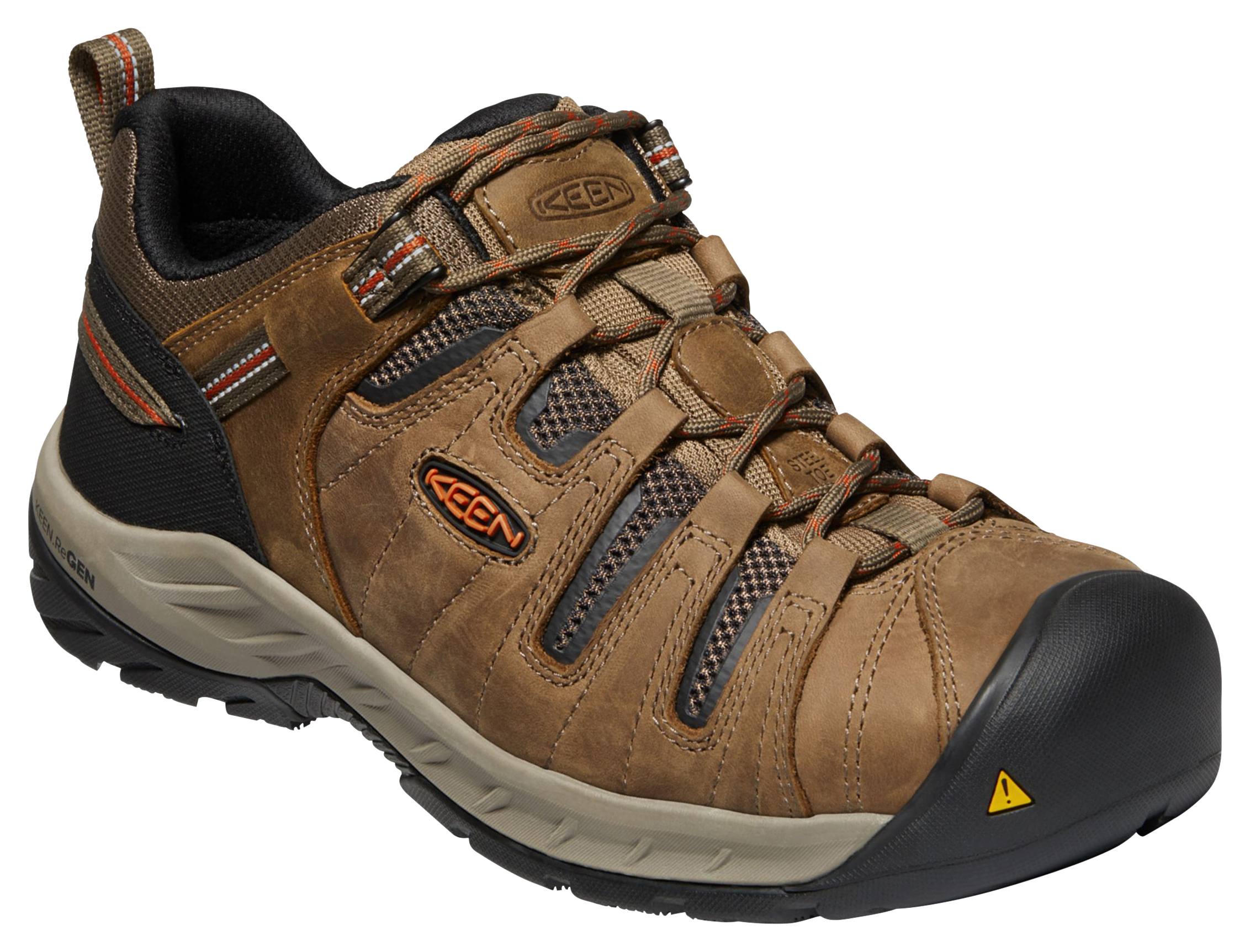 Men's Hiker Shoe, 7 1/2 Leather, Mesh Upper, Steel Toe, 3 in H, Rust/Shitake, 1023268