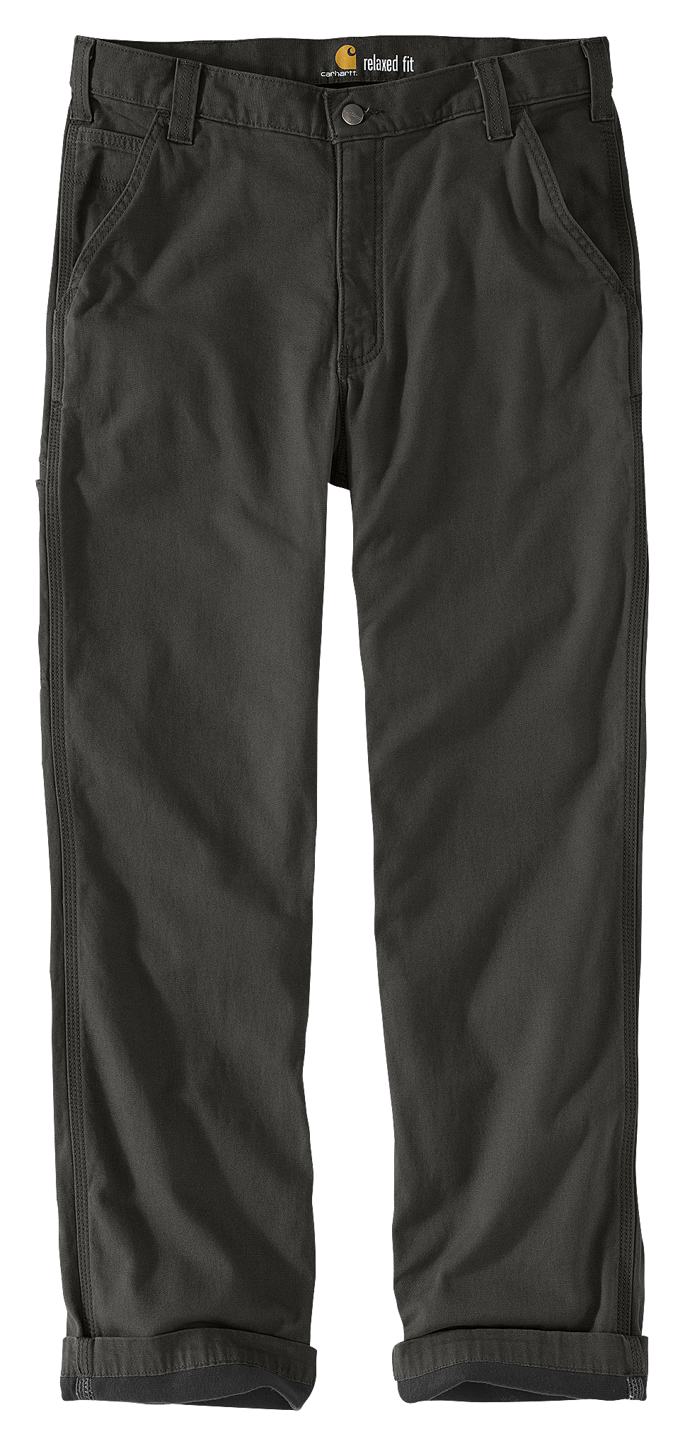 Carhartt Rugged Flex Rigby Knit Flannel-Lined Dungarees for Men - Peat - 38x34