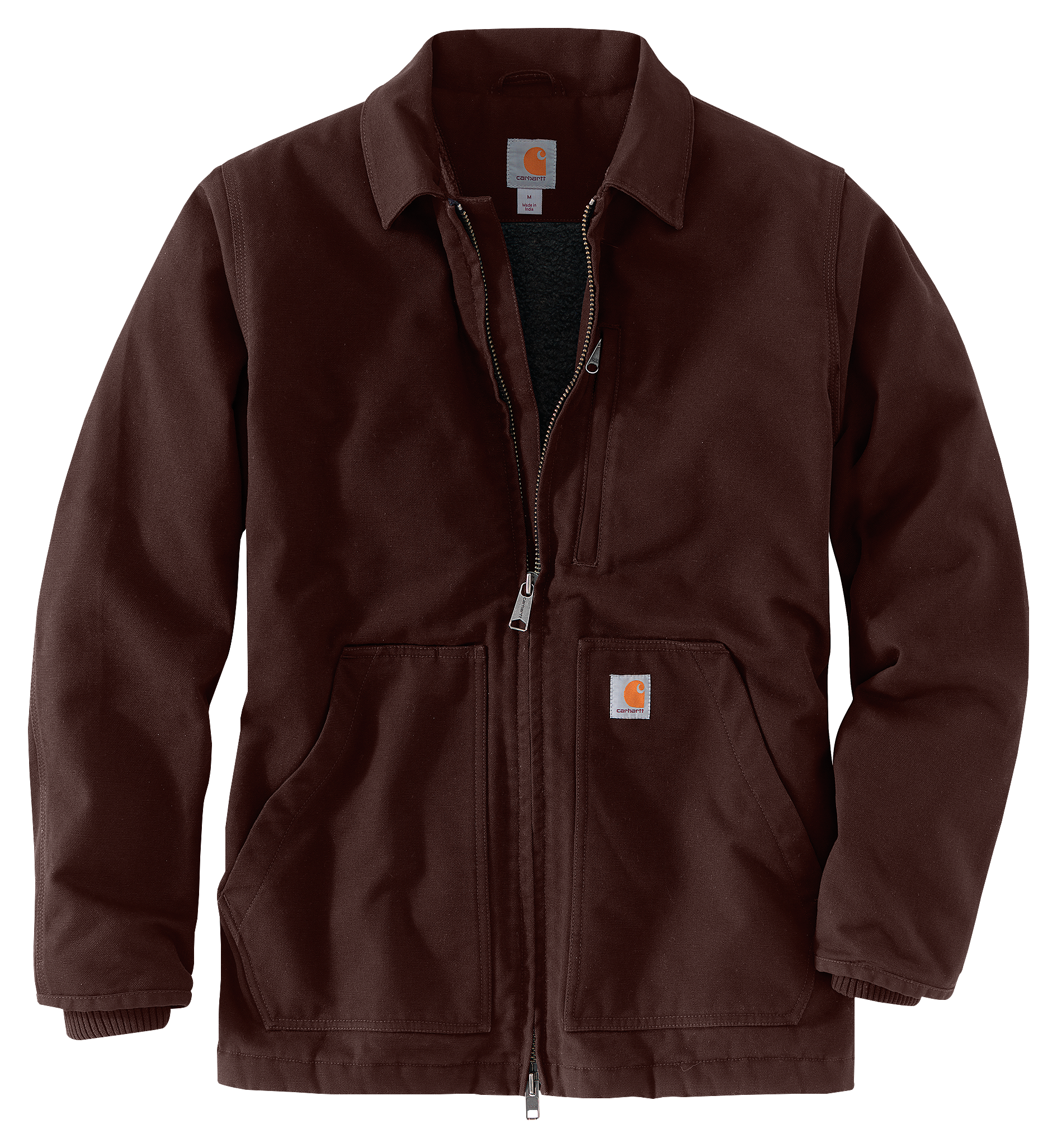 Image of Carhartt Loose-Fit Washed Duck Sherpa-Fleece Lined Coat for Men - Dark Brown - 4XL