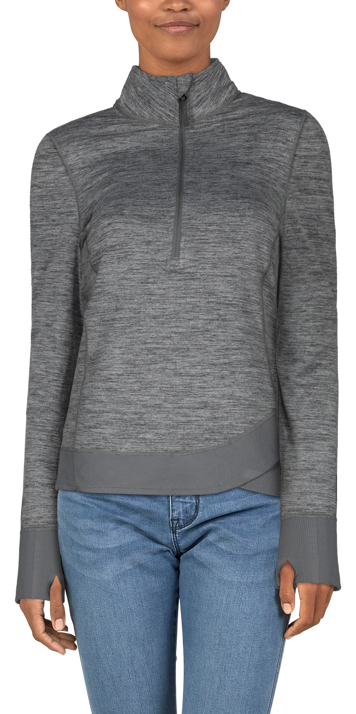 Image of Terramar 2.0 Cloud Nine Performance Long-Sleeve Half-Zip Pullover for Ladies - Grey Melange