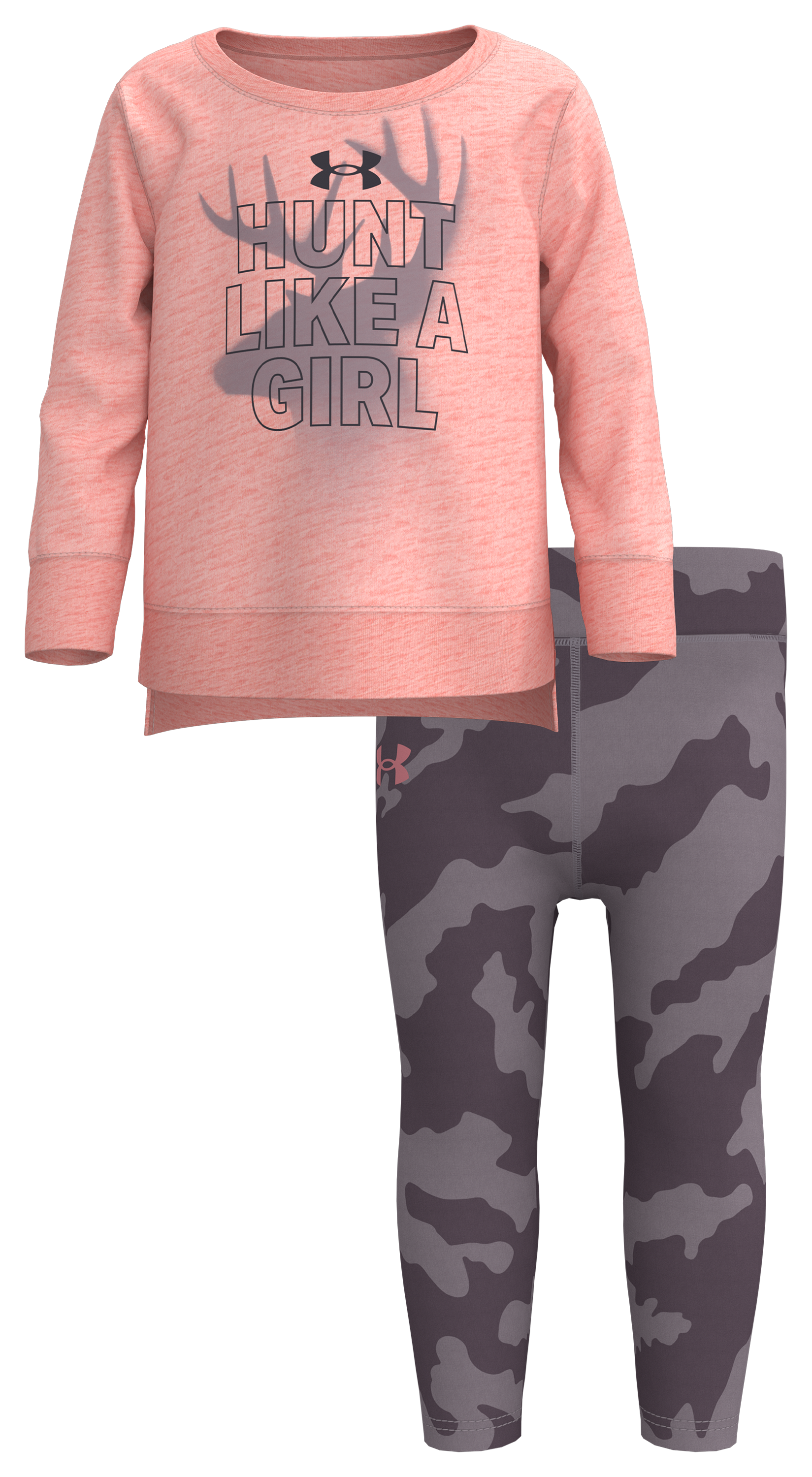 Under Armour Hunt Like a Girl Long-Sleeve Crew-Neck Top and Pants Set for Baby Girls - Powder Pink/Slate Purple - 0-3 Months
