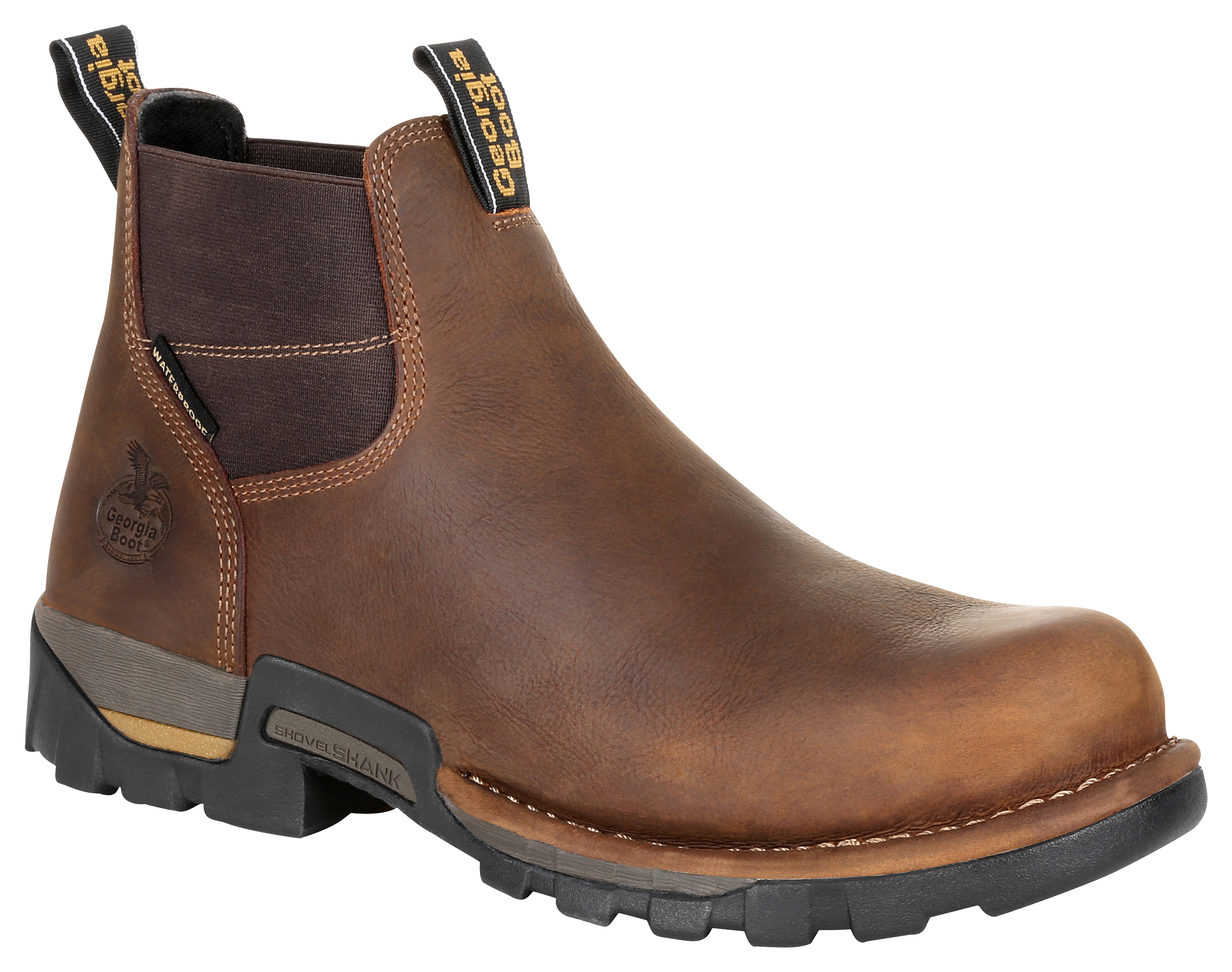 Image of Georgia Boot Eagle One Chelsea Waterproof Work Boots for Men - Brown - 12M