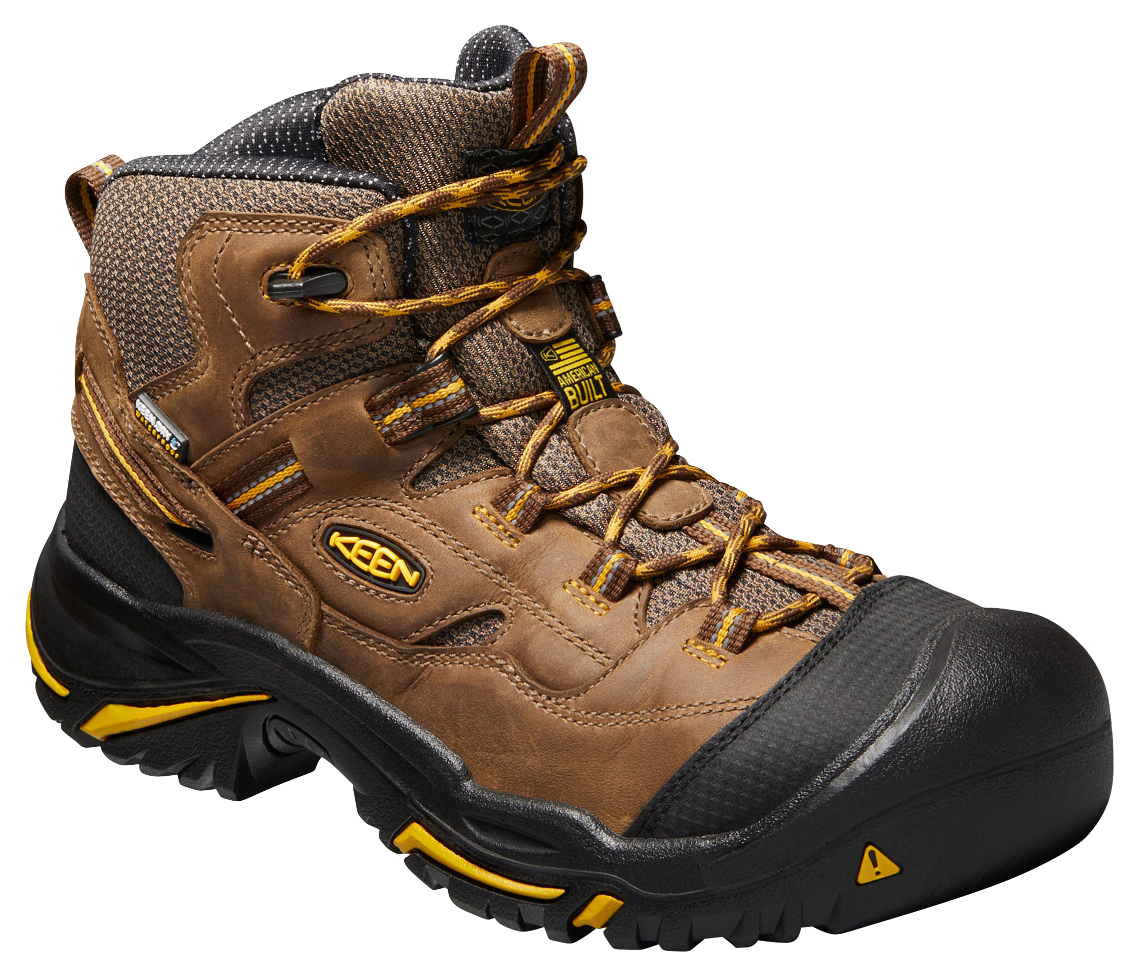 Image of KEEN Utility Braddock Mid Waterproof Steel Toe Work Boots for Men - Cascade Brown - 8W