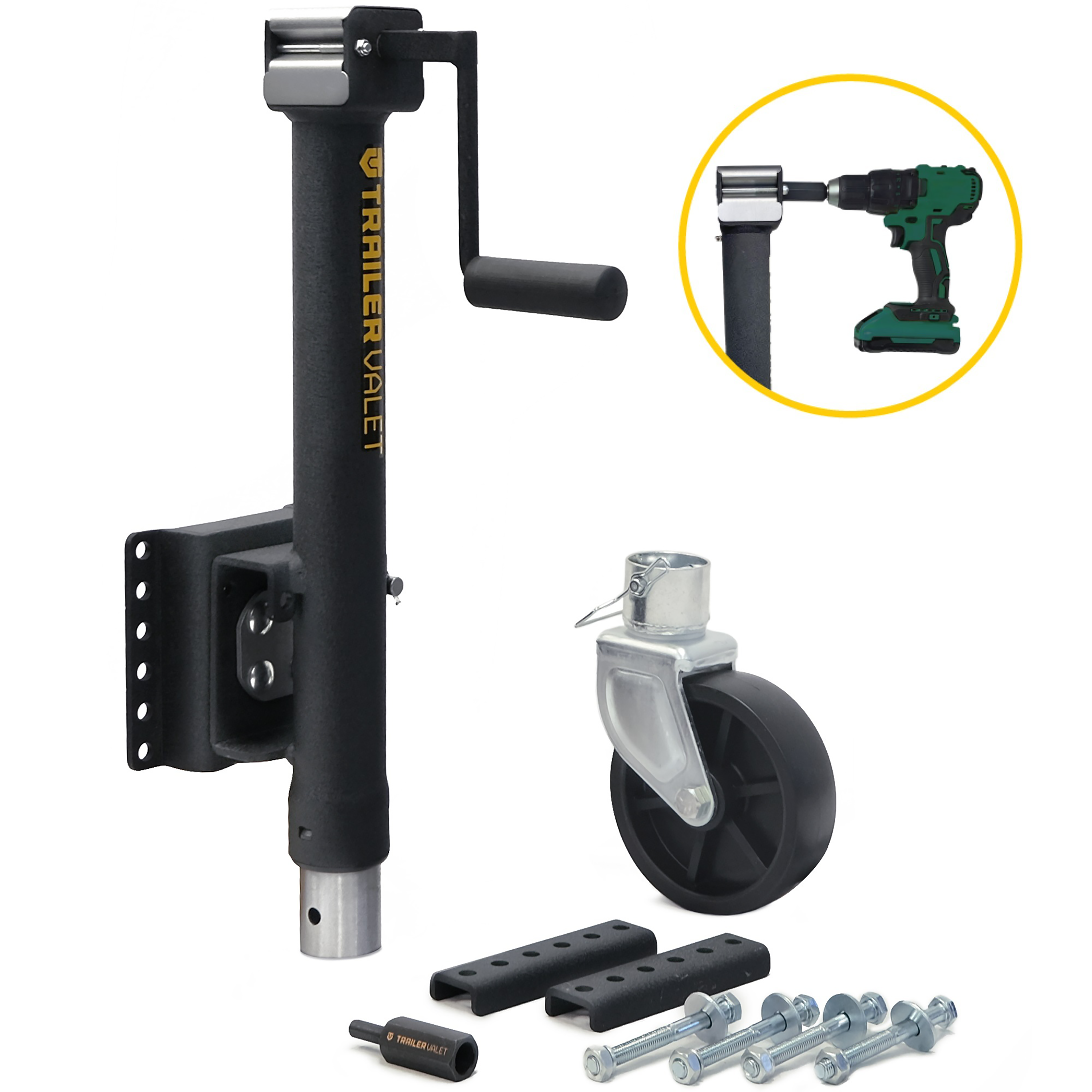 Trailer Valet JX Side Mount Jacks with Wheel - 2,000 lbs.