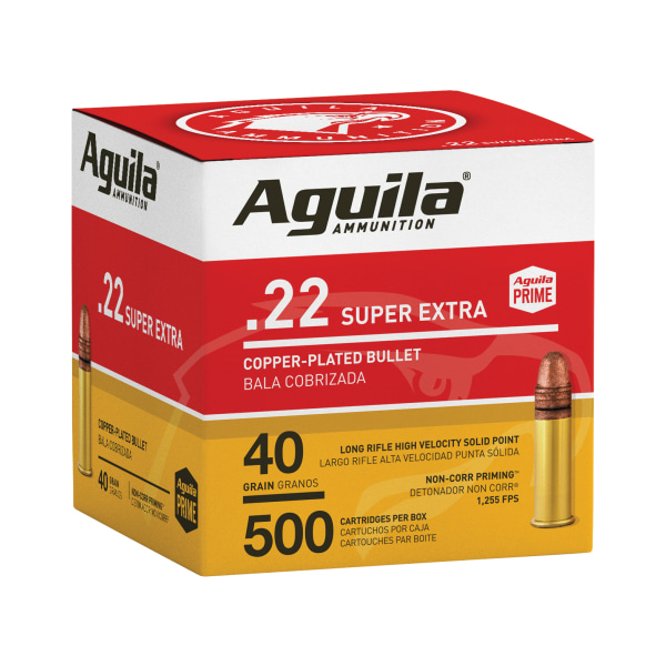 Aguila Prime .22 Super Extra Copper Plated Rimfire Ammo - .22 Long Rifle - 40 Grain - 500 Rounds