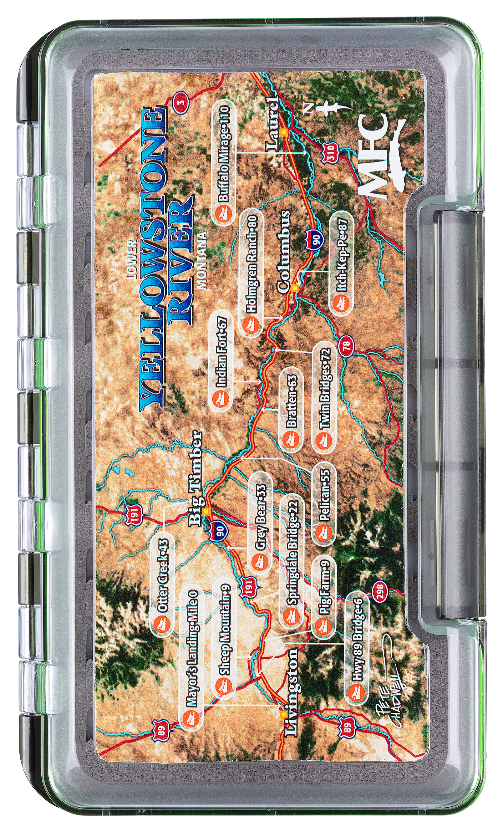 Image of Montana Fly Company Waterproof River Map Fly Box - Lower Yellowstone River