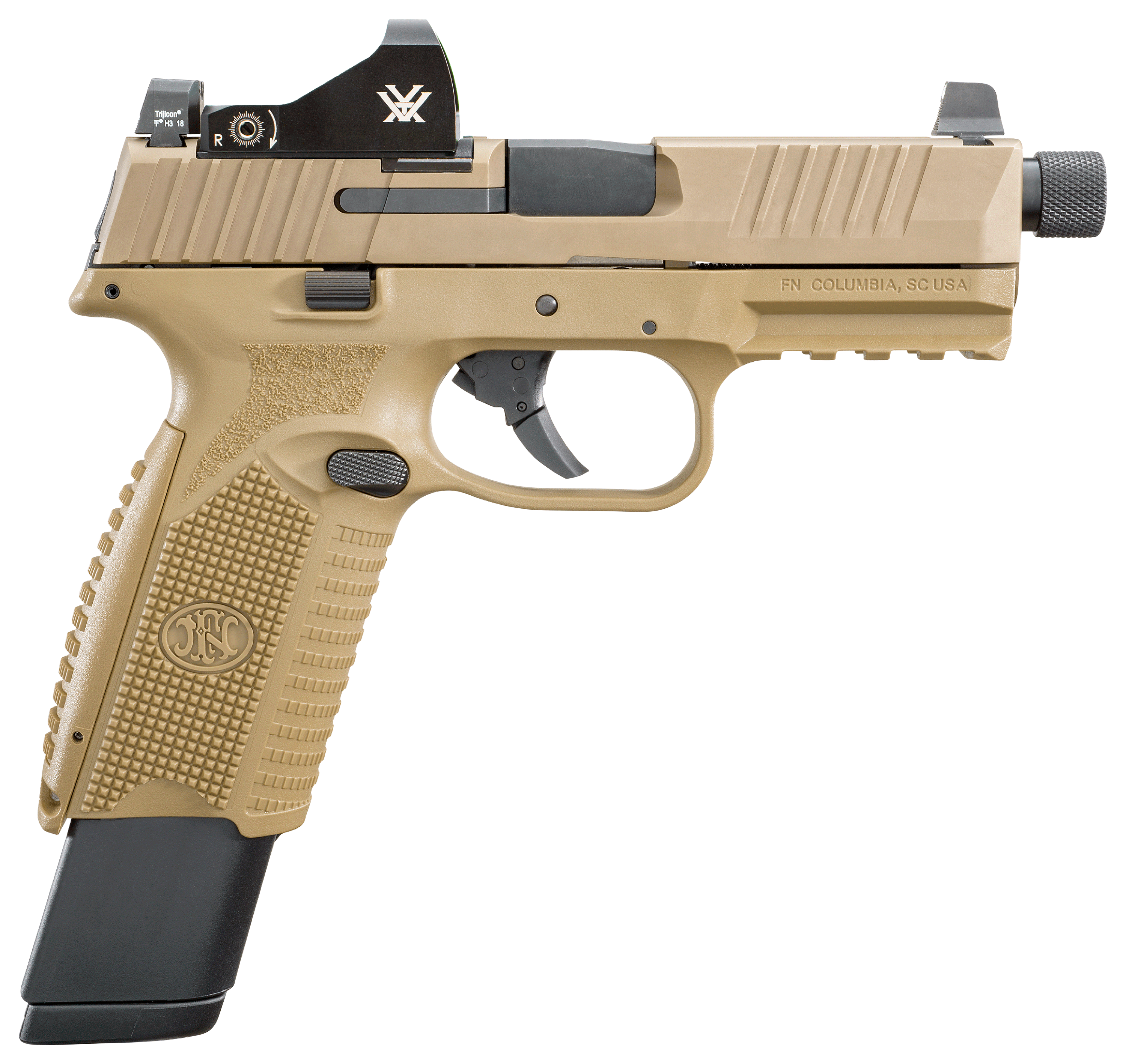 FN 509 Tactical SemiAuto Pistol in FDE with Vortex Viper Micro Red Dot Sight Package  101 Round Capacity