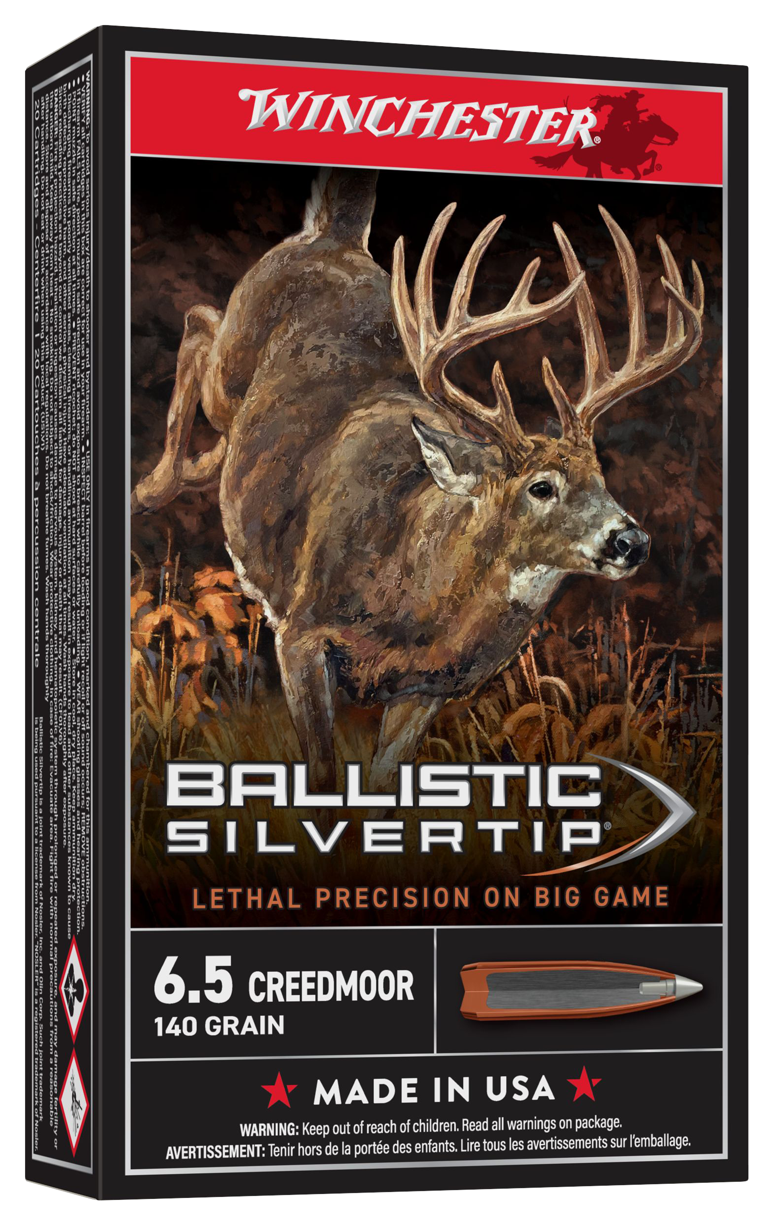 Image of Winchester Ballistic Silvertip 6.5 Creedmoor 140 Grain Centerfire Rifle Ammo