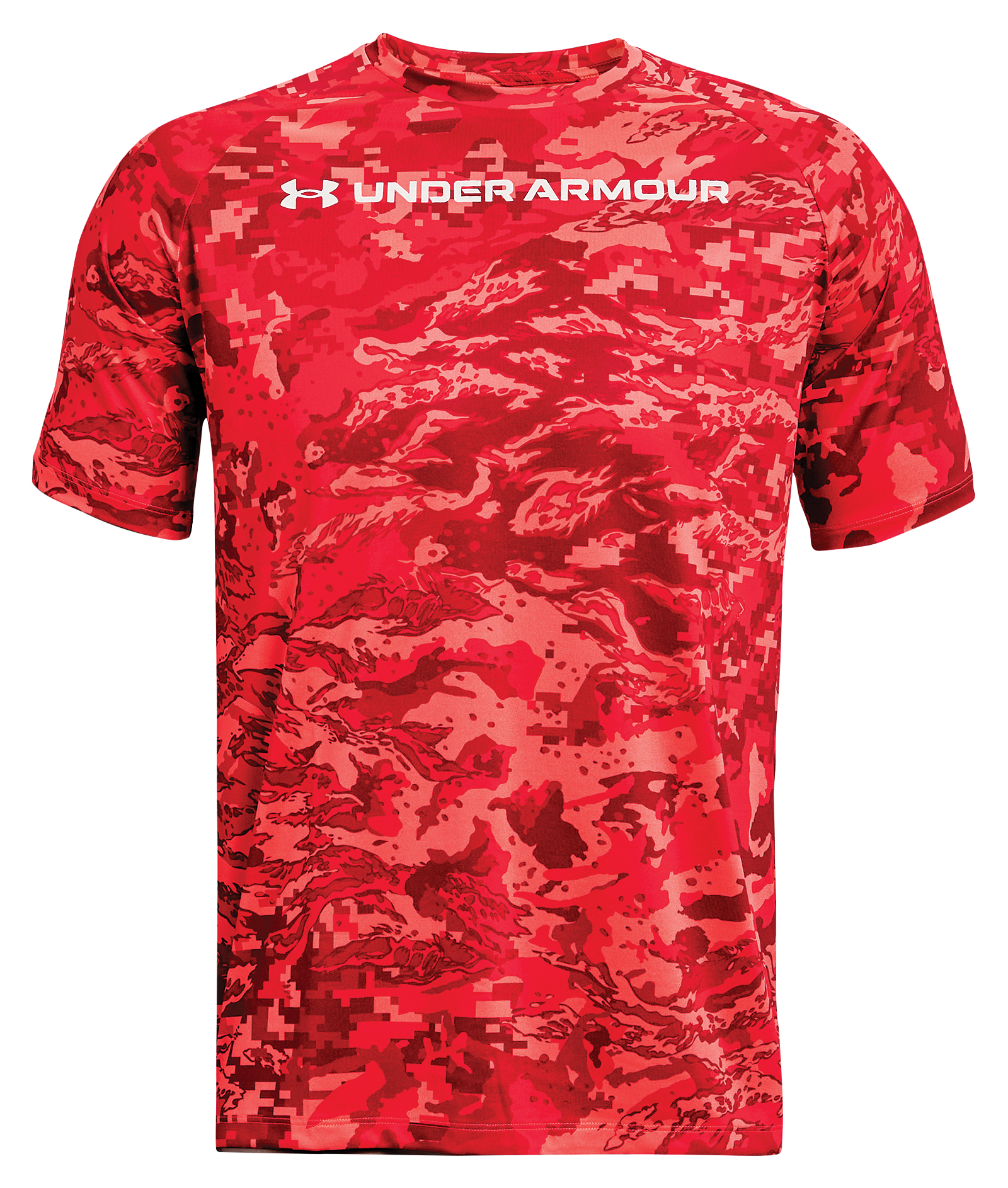 Under Armour UA Tech ABC Camo Short-Sleeve T-Shirt for Men - Venom Red/White - S