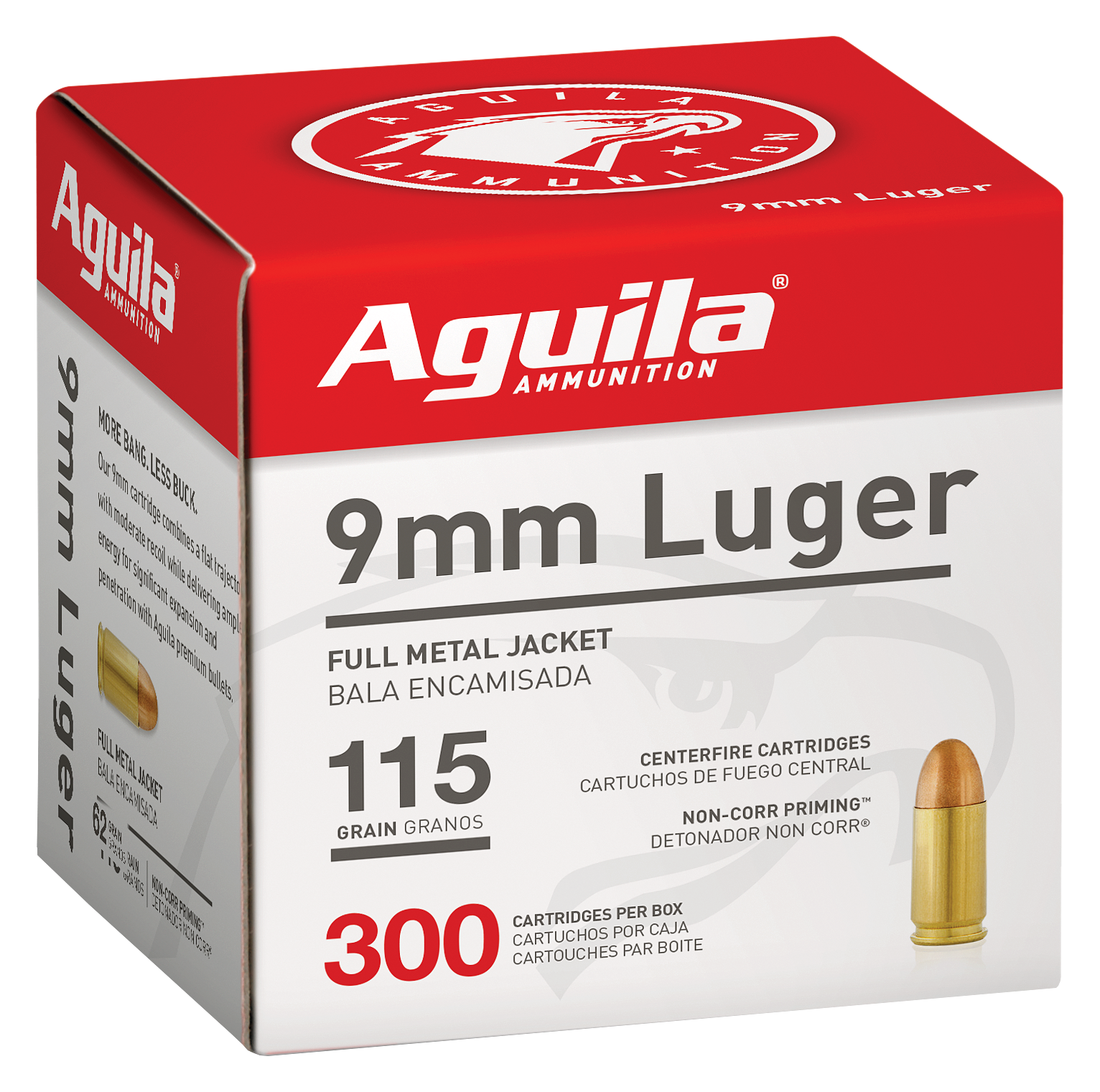 Aguila Full Metal Jacket Centerfire Handgun Ammo - 9mm Luger - 124 Grain