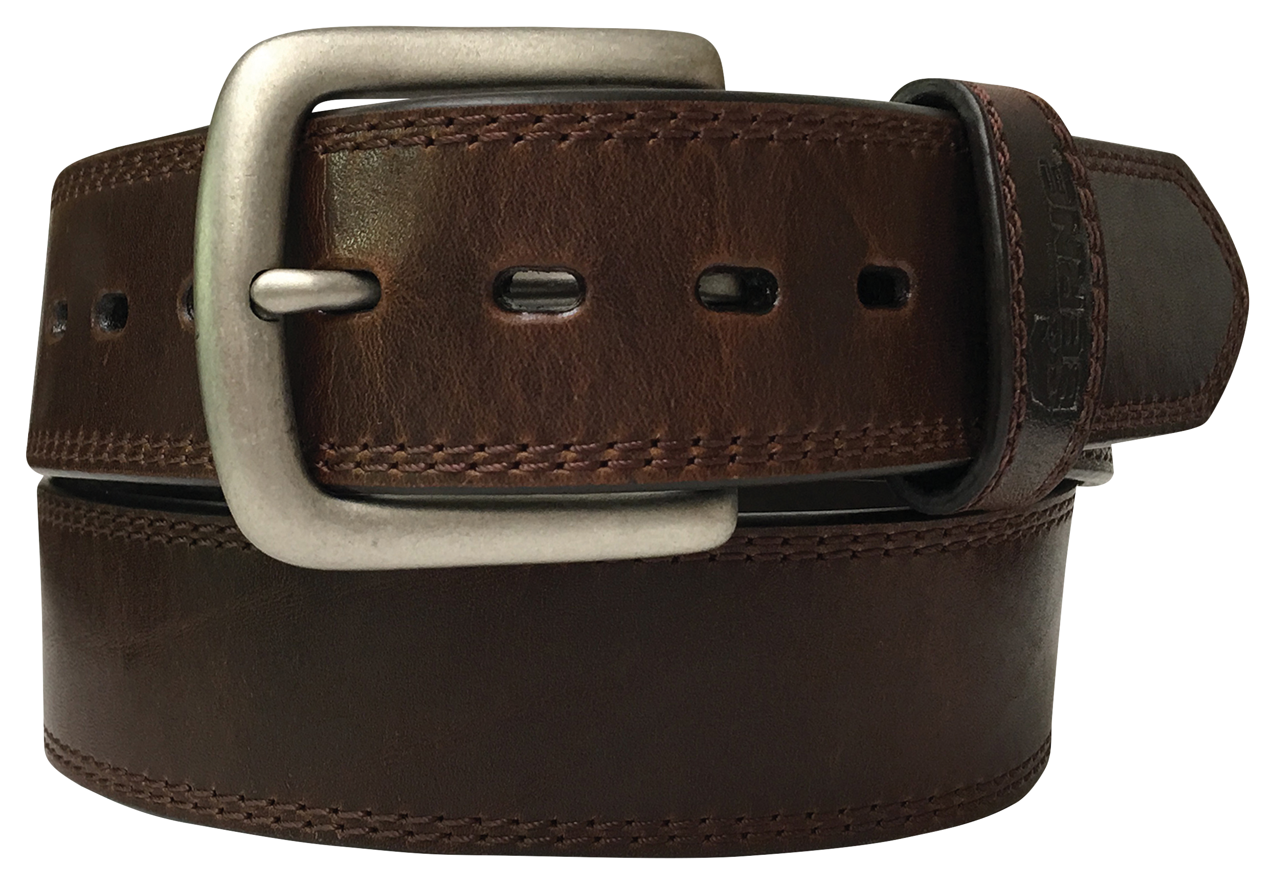 Image of BERNE 38mm Double-Stitched Genuine Leather Belt for Men - Brown