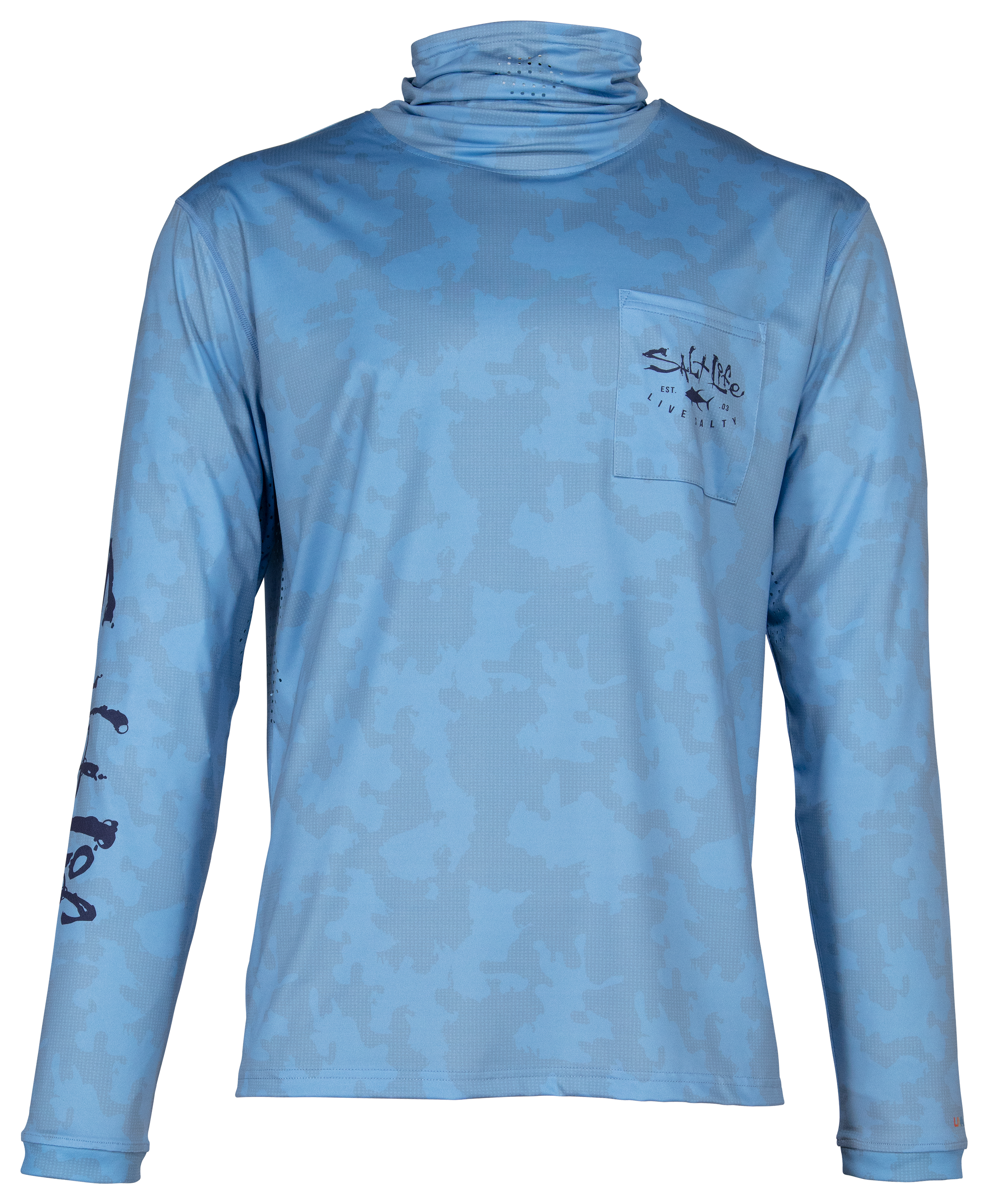 Salt Life Mission Aquashield Performance Fishing Long-Sleeve T-Shirt for Men - Airy Blue Heather - 2XL