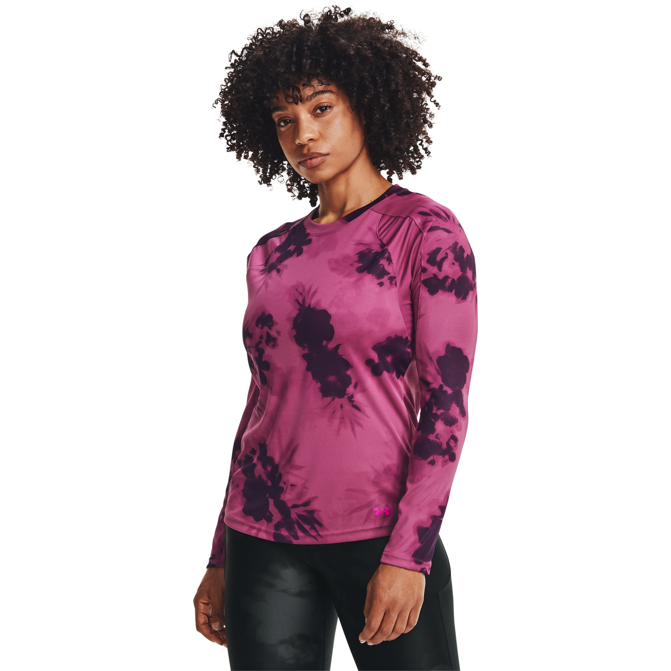 Image of Under Armour Iso-Chill Fusion Long-Sleeve Crew-Neck Shirt for Ladies - Pink Quartz/Meteor Pink