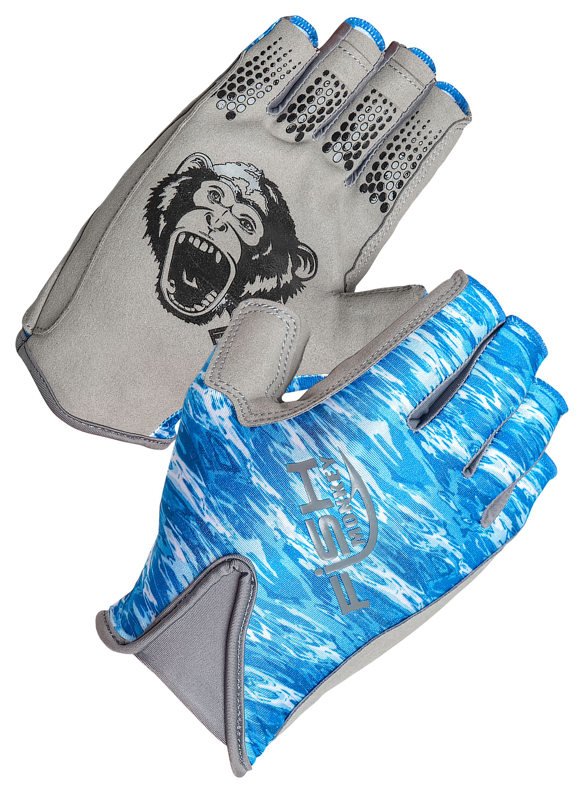 Image of Fish Monkey Pro 365 Half-Finger Guide Gloves - Bluewater Camo - M